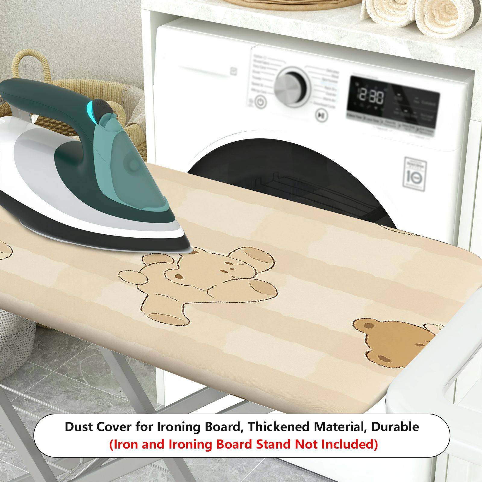 1-Piece Teddy Brown Beige  Ironing Board Cover, Universal Size, Without Board