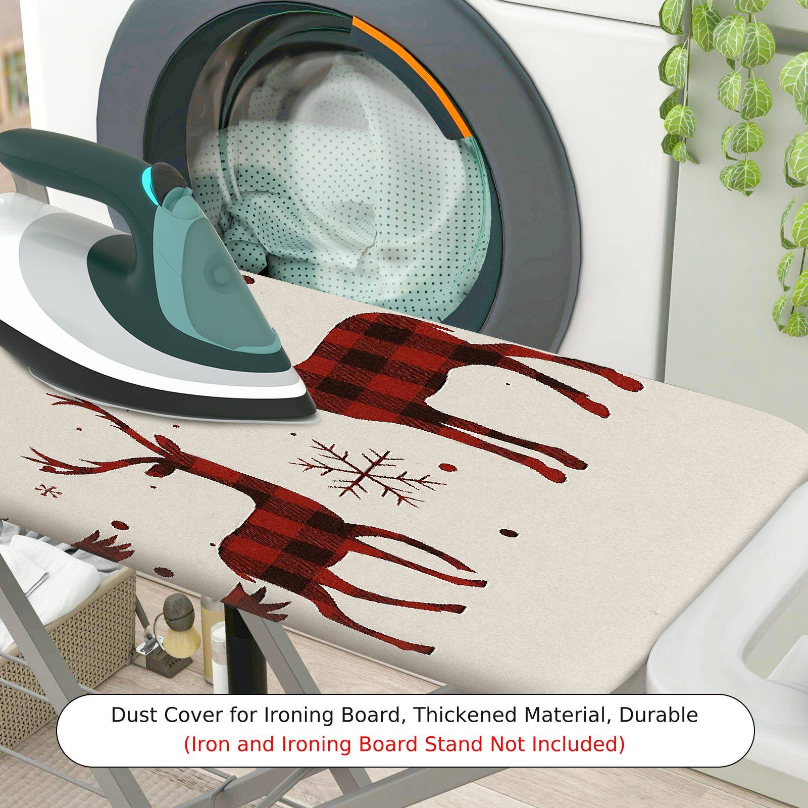 1-Piece Christmas Reindeer Snowflakes  Ironing Board Cover, Universal Size, Without Board