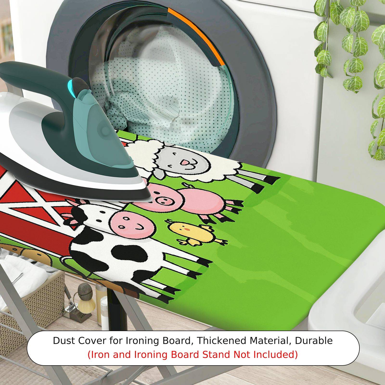 1-Piece Colorful Barn Animal Farm  Ironing Board Cover, Universal Size, Without Board