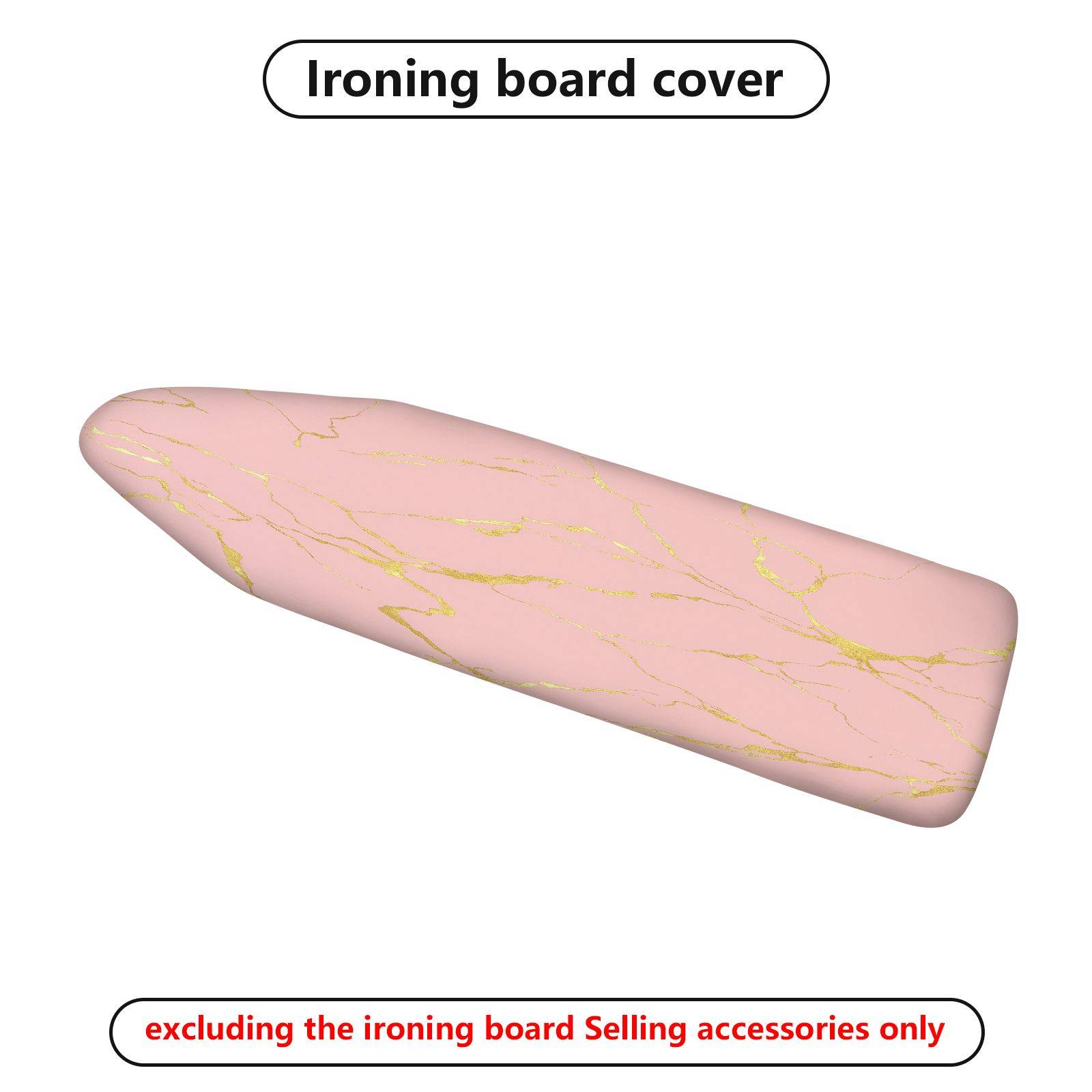 1-Piece Pink Gold Marbled  Ironing Board Cover, Universal Size, Without Board