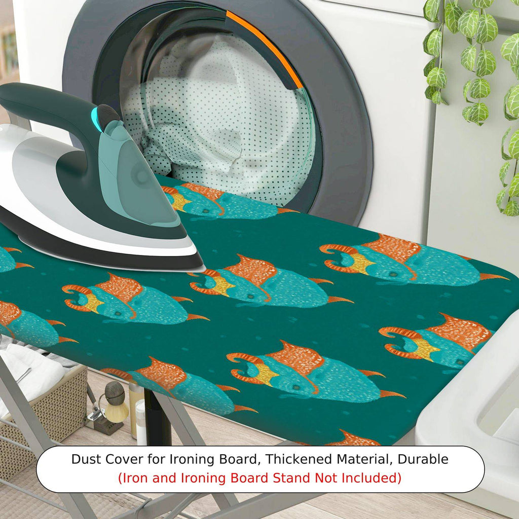 1-Piece Ocean Fish Pattern Blue  Ironing Board Cover, Universal Size, Without Board