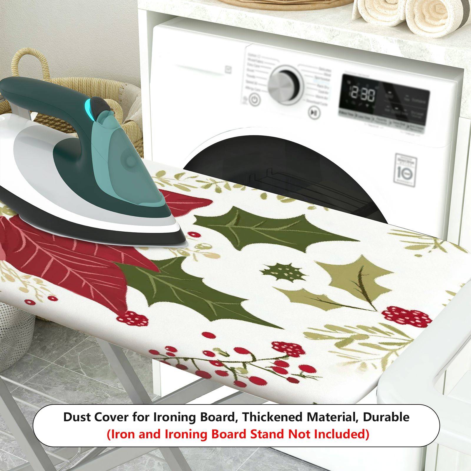 1-Piece Christmas Poinsettia Festive  Ironing Board Cover, Universal Size, Without Board