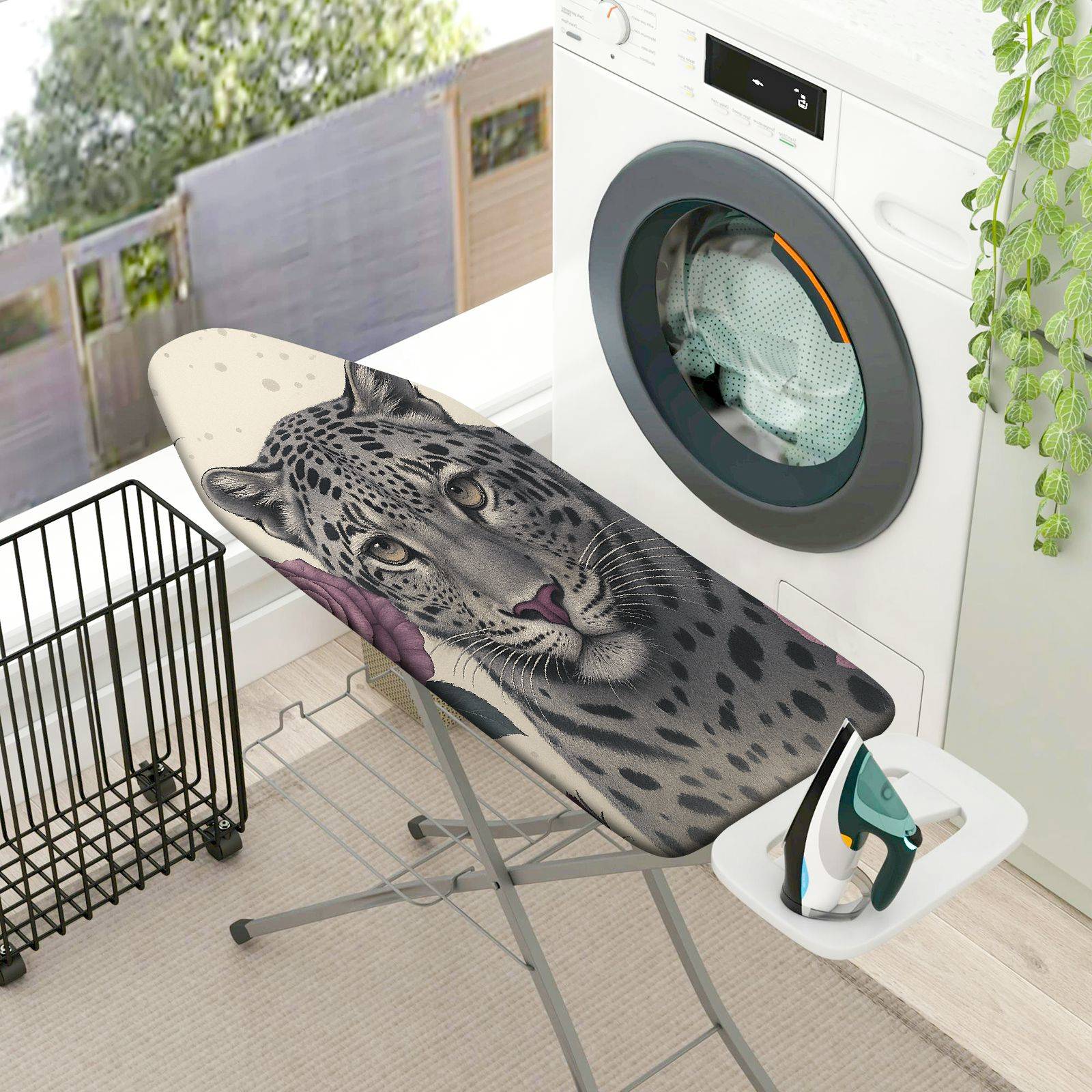 1-Piece Leopard Floral Animal  Ironing Board Cover, Universal Size, Without Board