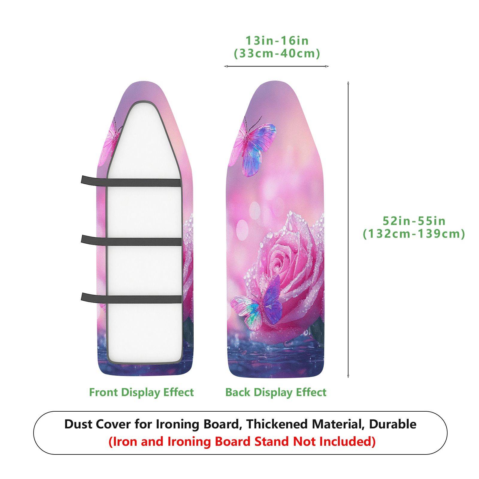 1-Piece Rose Butterfly Pink  Ironing Board Cover, Universal Size, Without Board