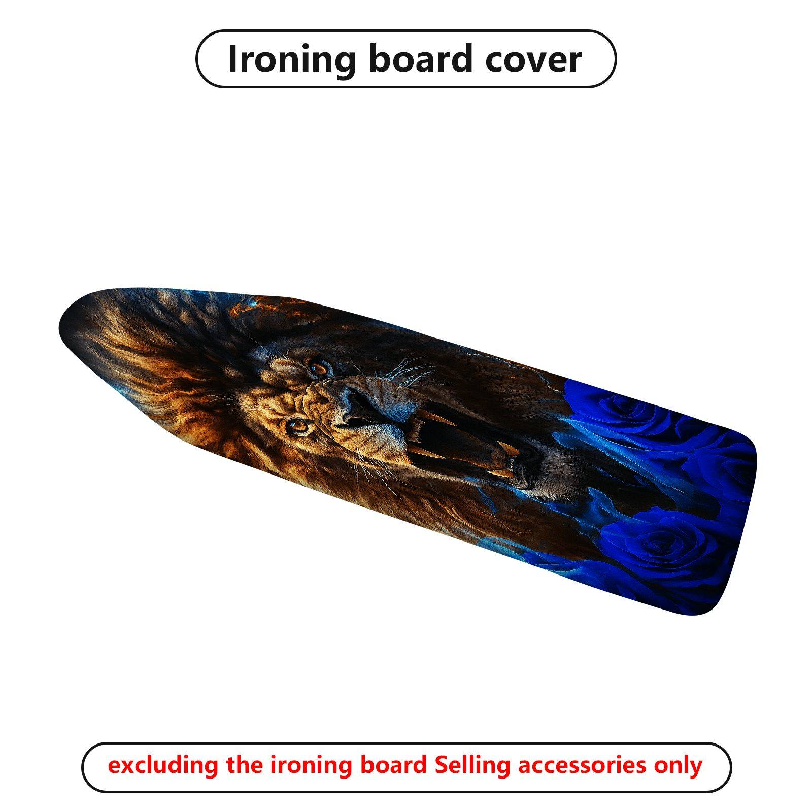 1-Piece Lion Blue Rose Abstract  Ironing Board Cover, Universal Size, Without Board