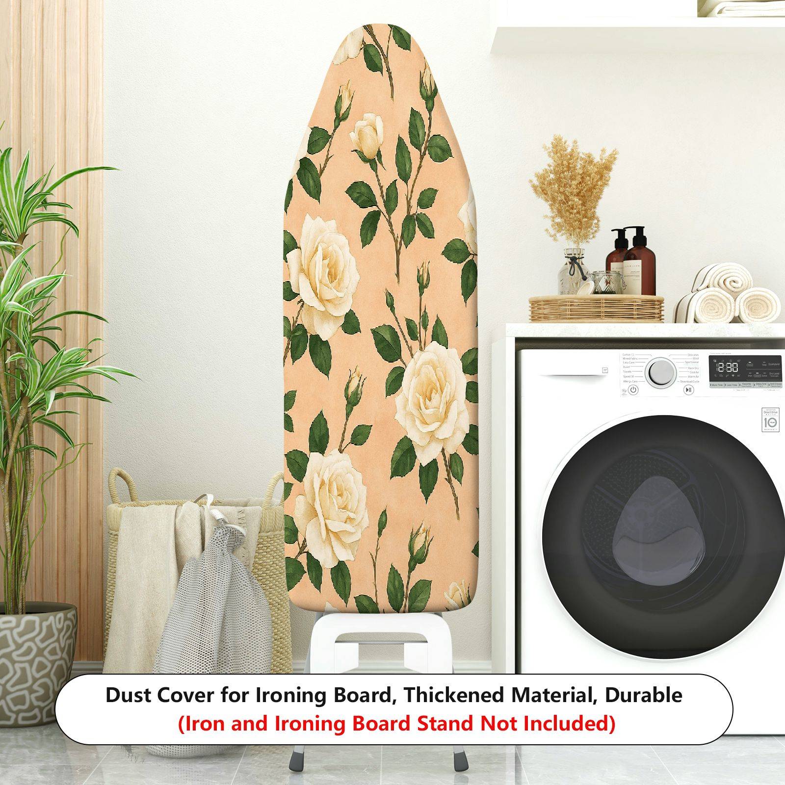 1-Piece Floral Rose Pattern Beige  Ironing Board Cover, Universal Size, Without Board