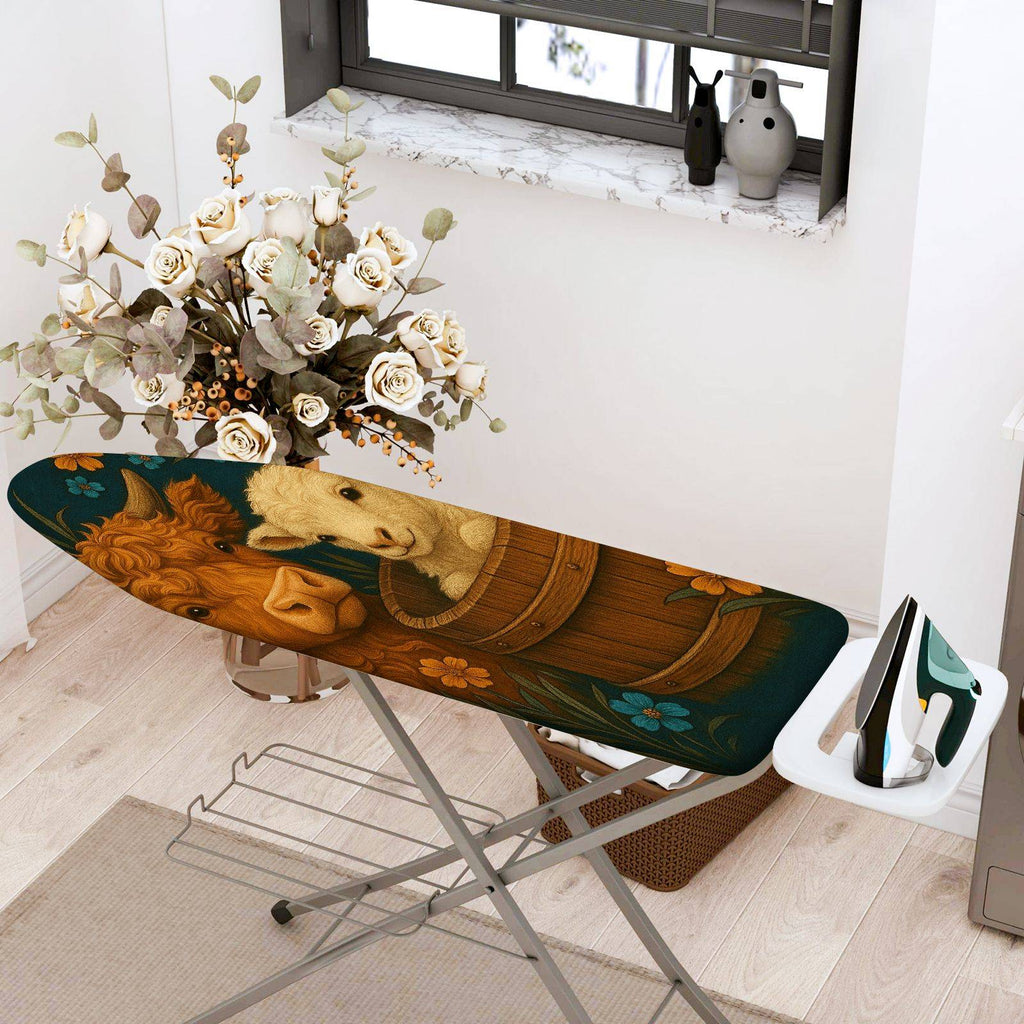 1-Piece Animal Farm Rustic Floral  Ironing Board Cover, Universal Size, Without Board