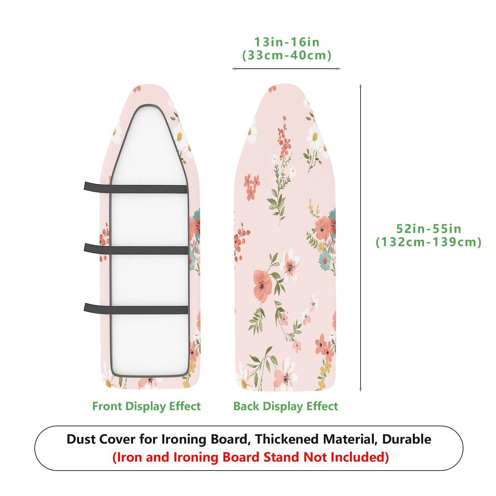 1-Piece Floral Pattern Pink Decorative  Ironing Board Cover, Universal Size, Without Board