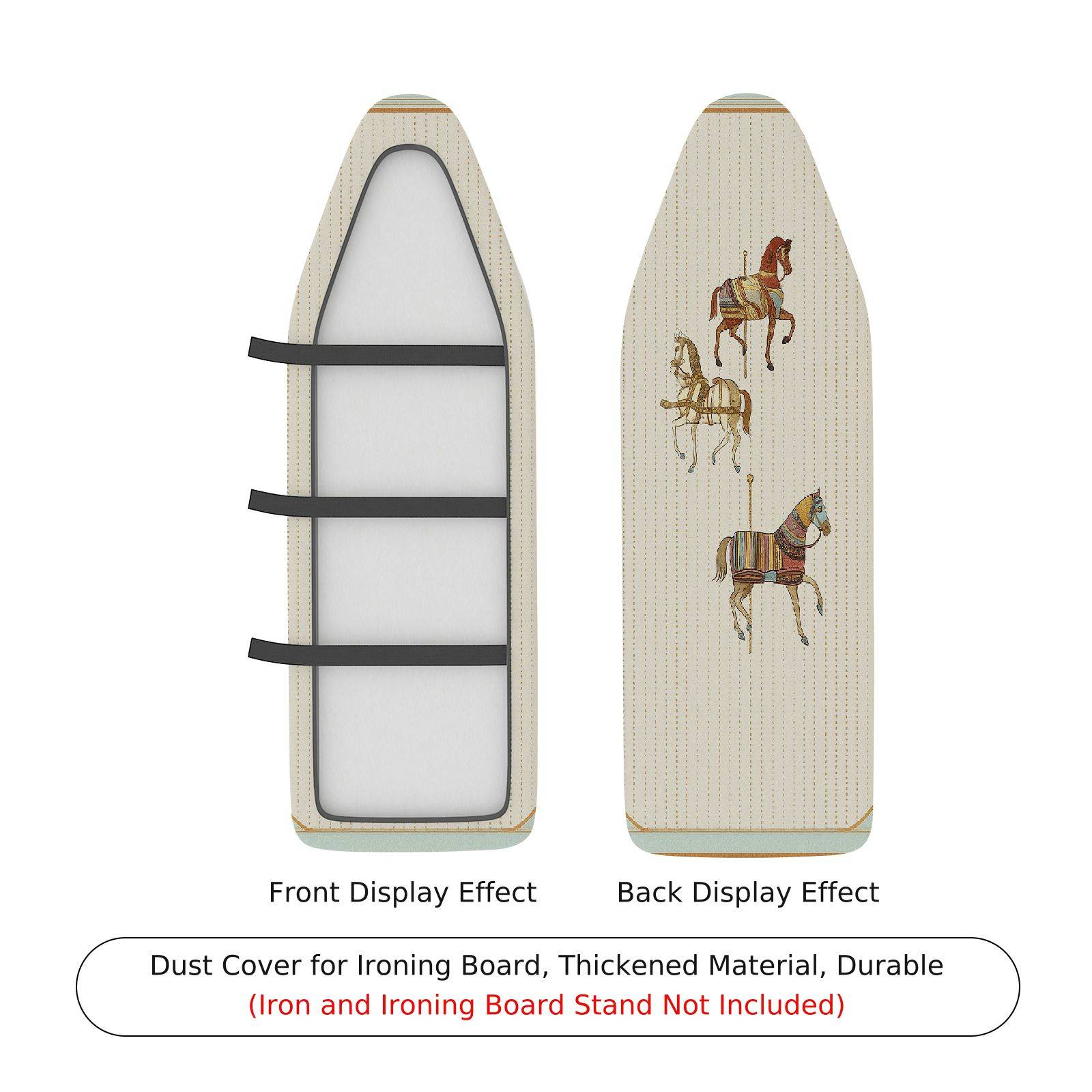 1-Piece Horse Pattern Beige Embroidery  Ironing Board Cover, Universal Size, Without Board