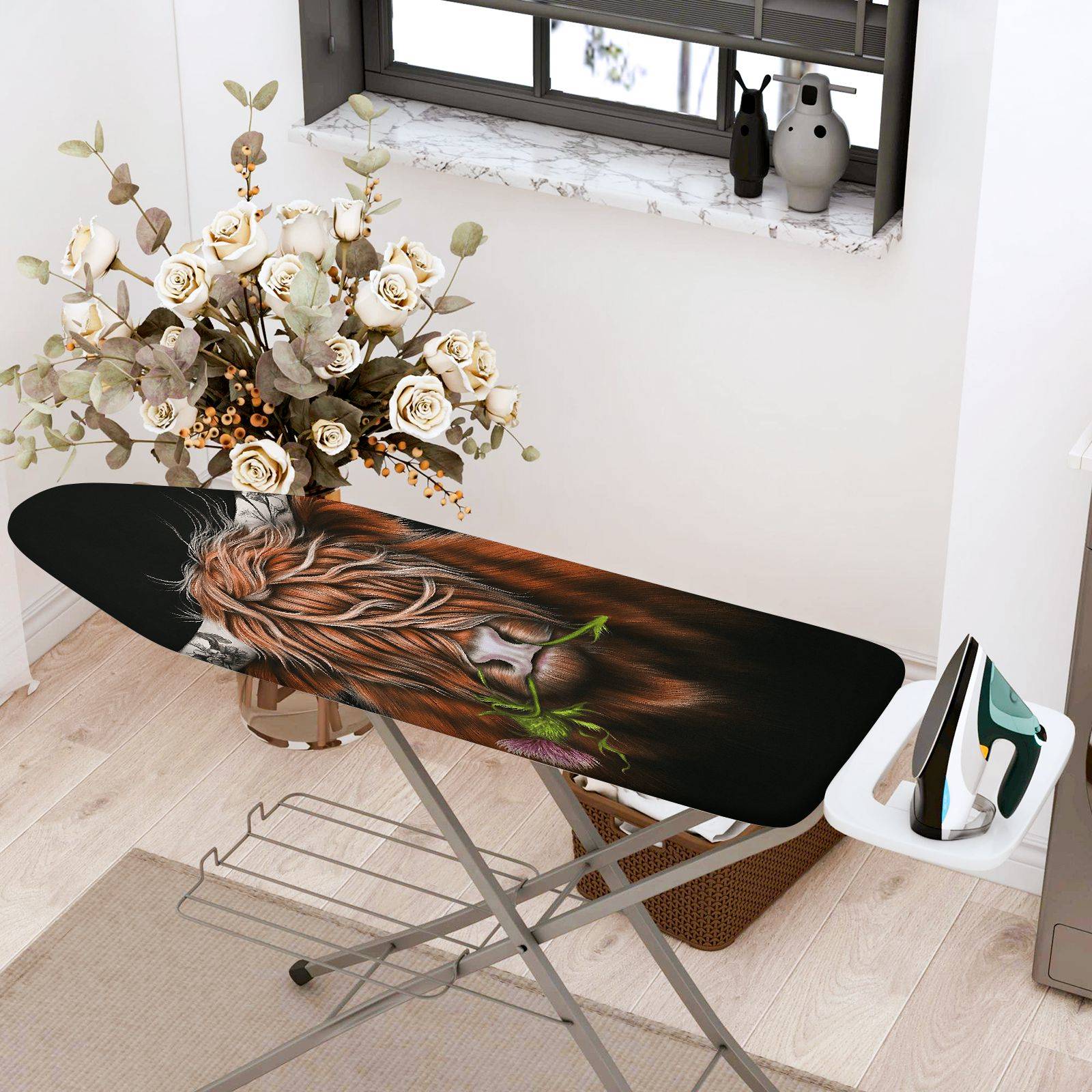1-Piece Highland Cow Animal Nature  Ironing Board Cover, Universal Size, Without Board