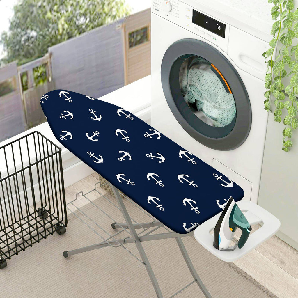 1-Piece Anchor Pattern Nautical Design Dark Blue  Ironing Board Cover, Universal Size, Without Board