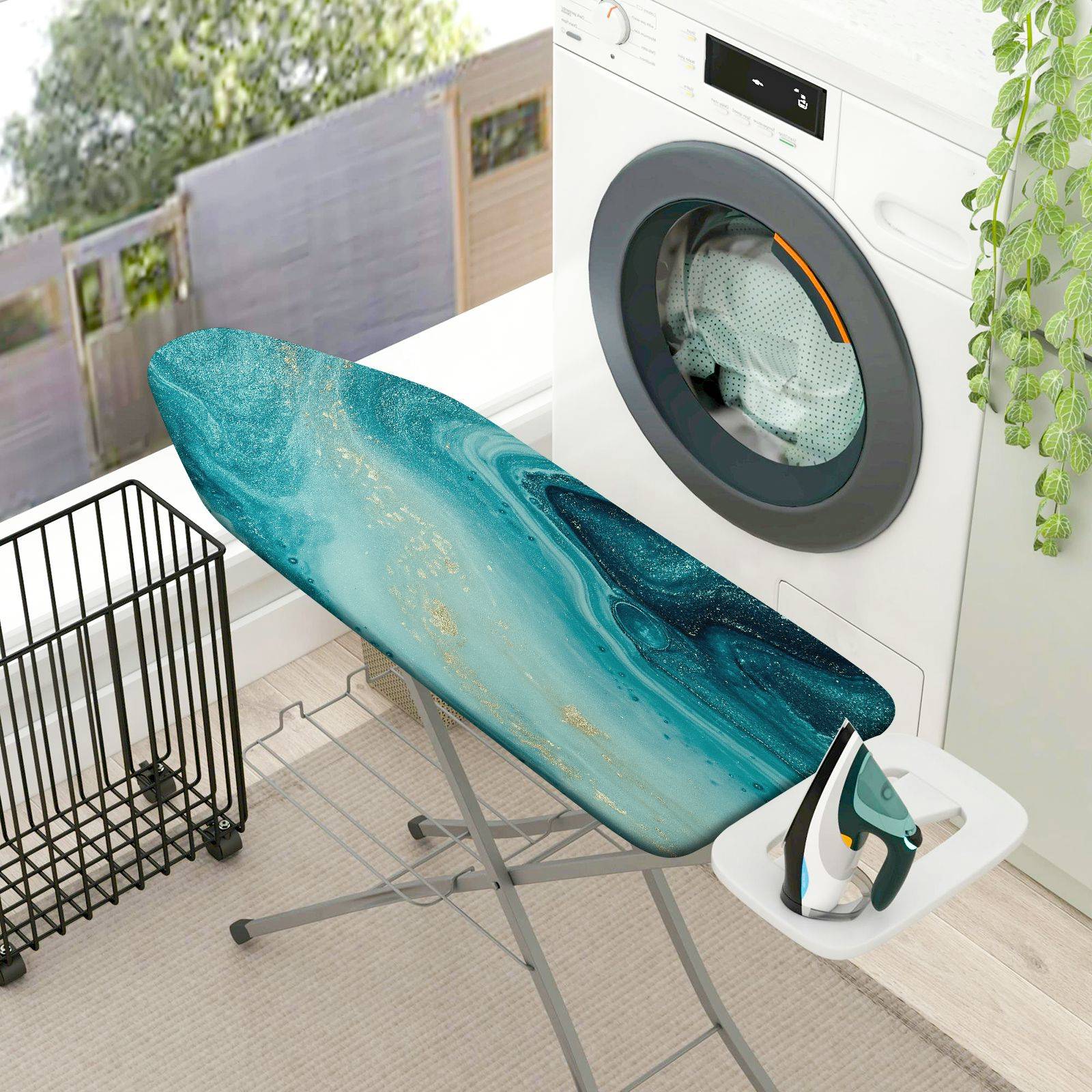 1-Piece Marble Blue Abstract Design  Ironing Board Cover, Universal Size, Without Board