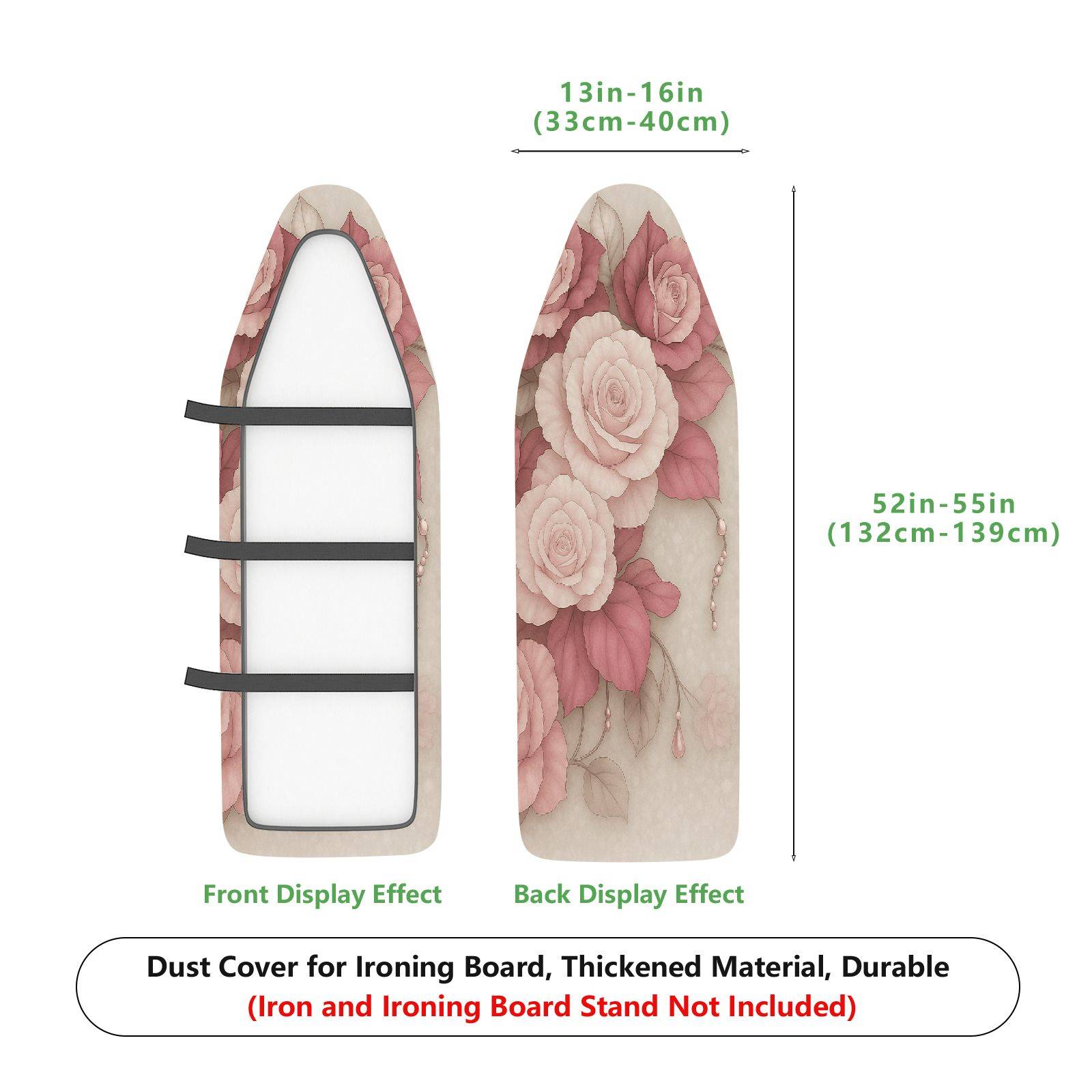 1-Piece Floral Rose Pink  Ironing Board Cover, Universal Size, Without Board