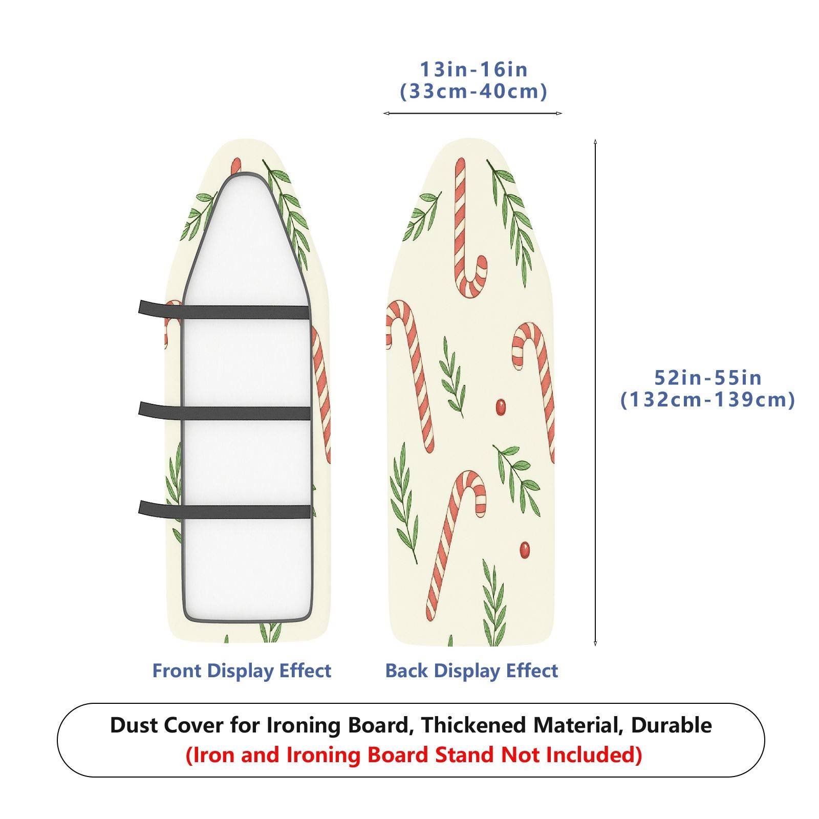 1-Piece Christmas Candy Cane Leaf Pattern  Ironing Board Cover, Universal Size, Without Board