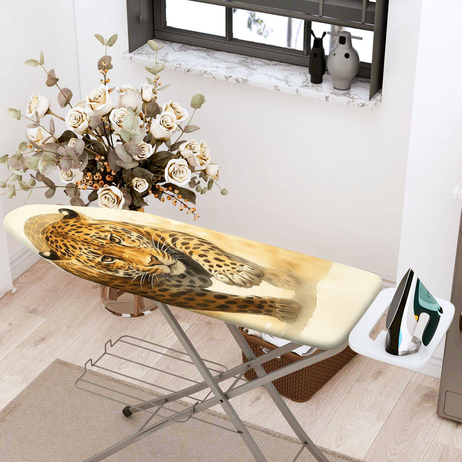 1-Piece Leopard Animal Print Exotic  Ironing Board Cover, Universal Size, Without Board