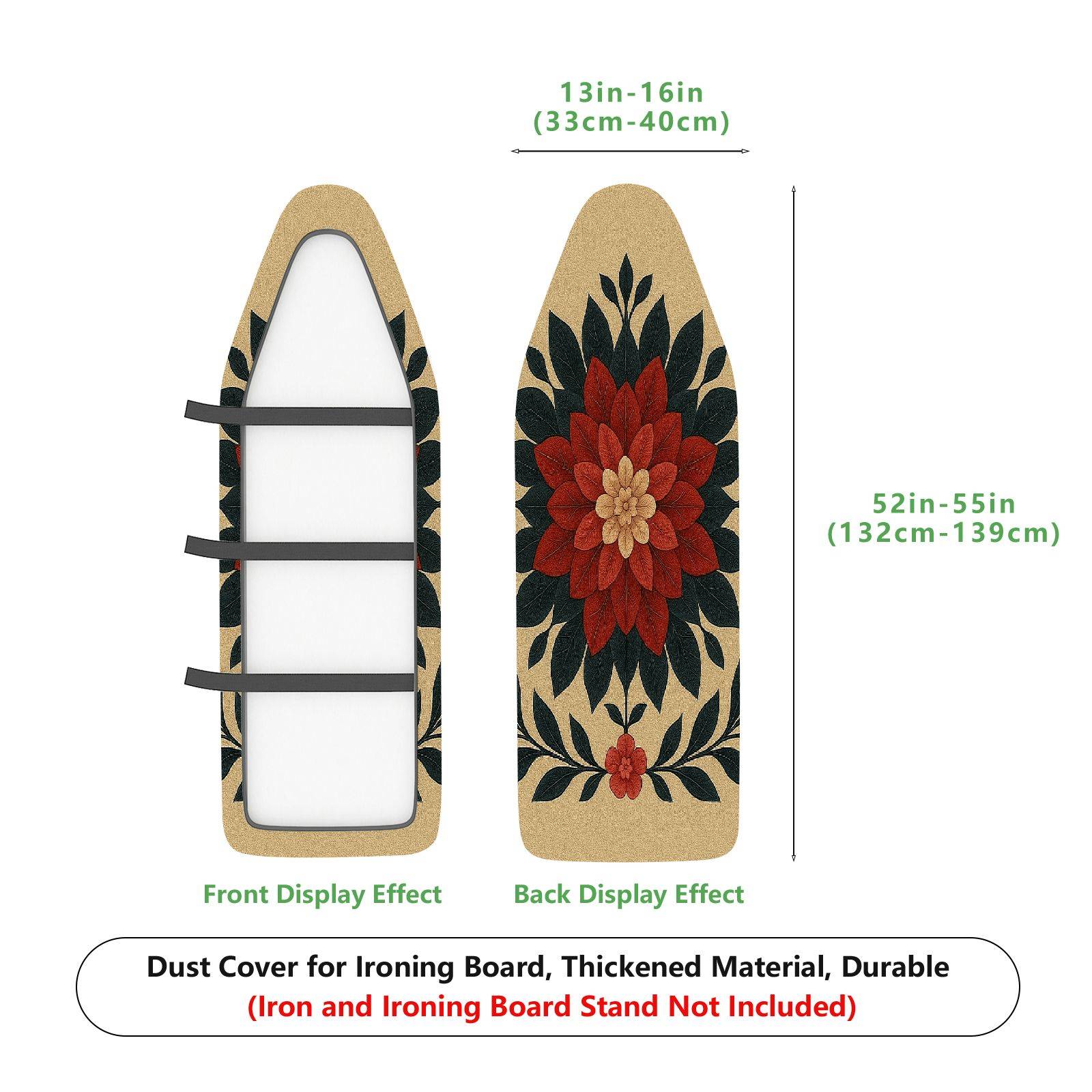 1-Piece Floral Red Green Beige  Ironing Board Cover, Universal Size, Without Board