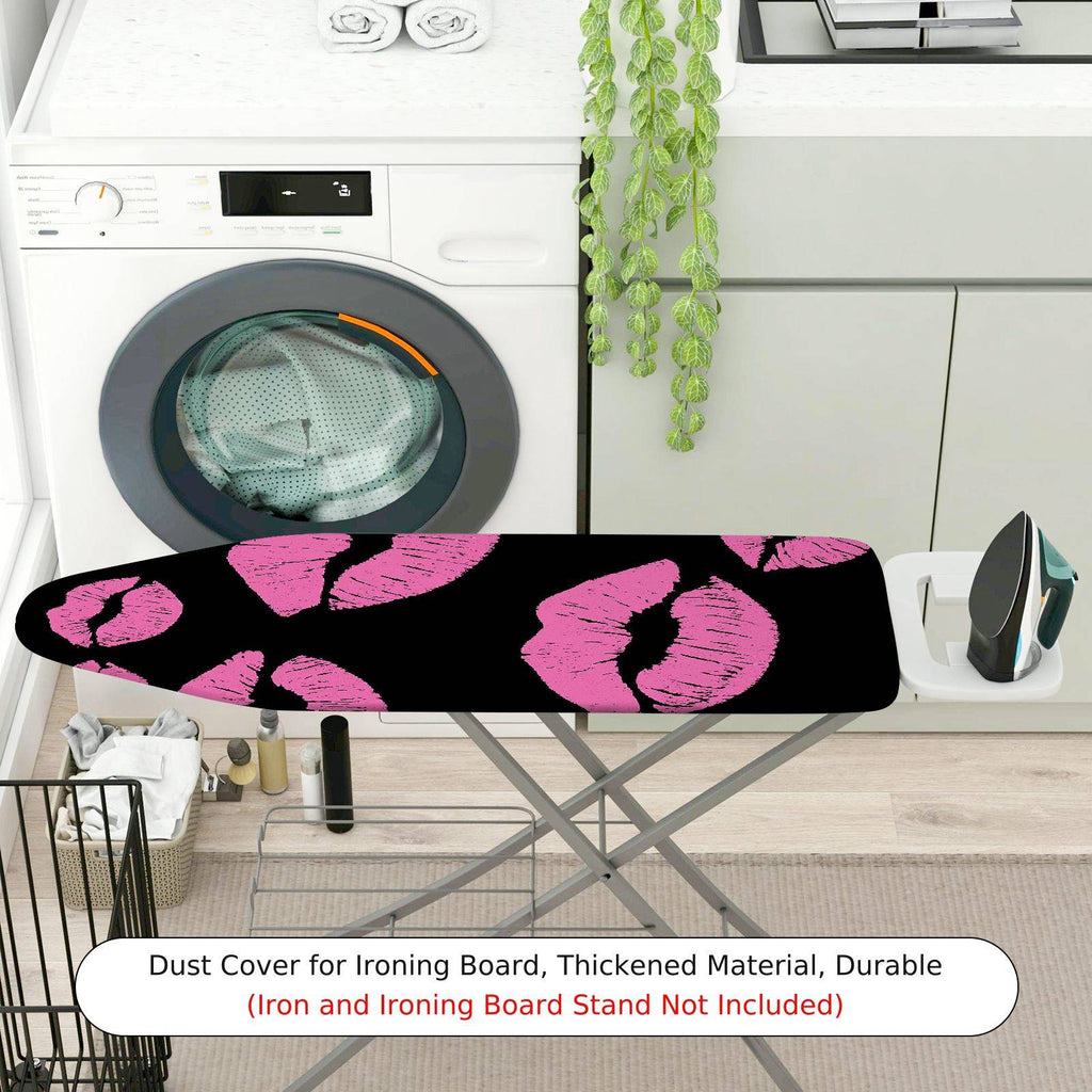 1-Piece Kiss Lip Pattern Pink Black  Ironing Board Cover, Universal Size, Without Board