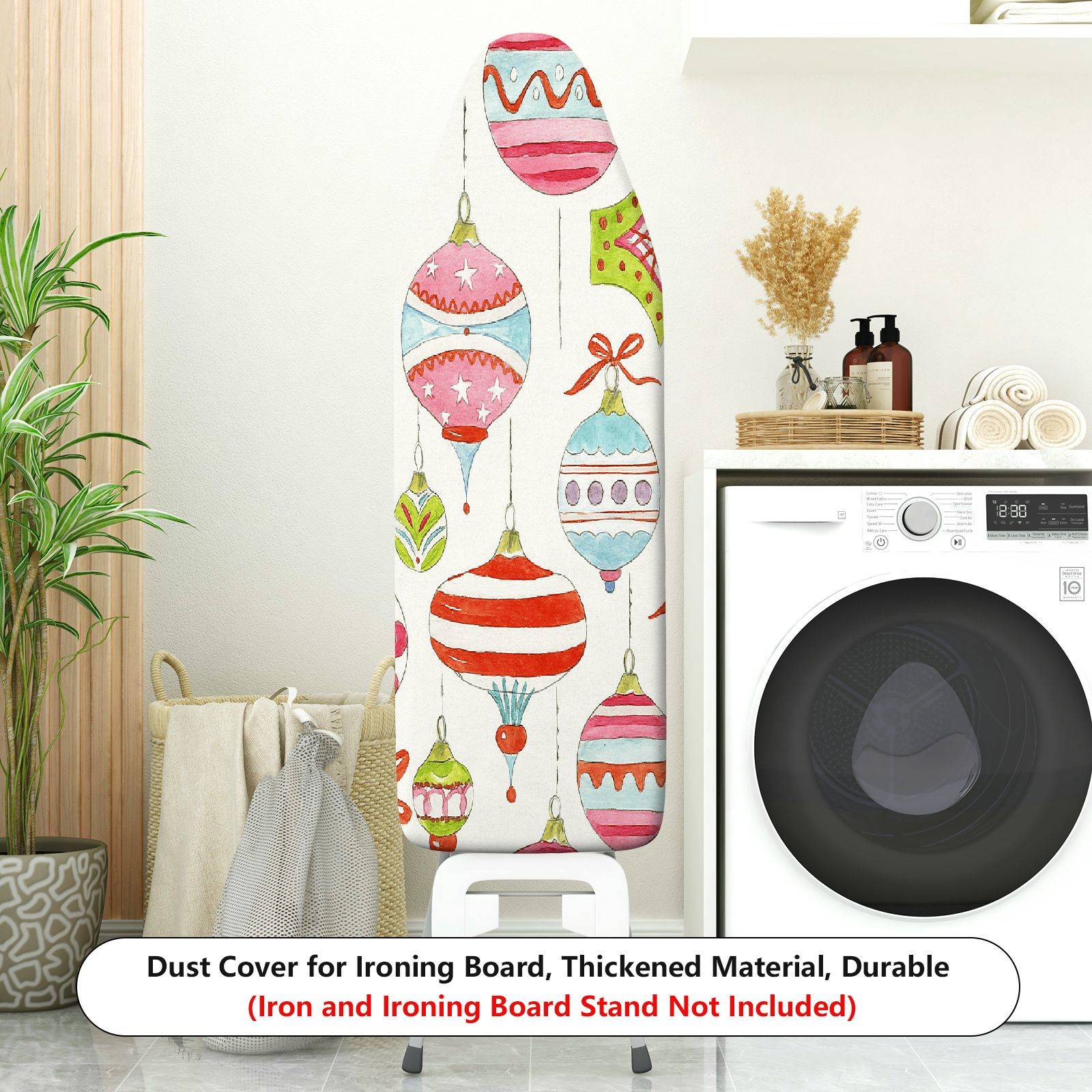 1-Piece Colorful Ornament Festive Christmas  Ironing Board Cover, Universal Size, Without Board