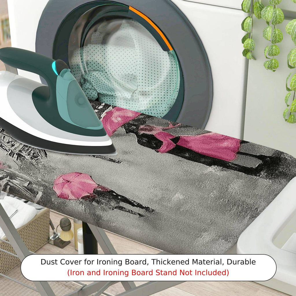 1-Piece Paris Eiffel Tower Pink Umbrellas  Ironing Board Cover, Universal Size, Without Board