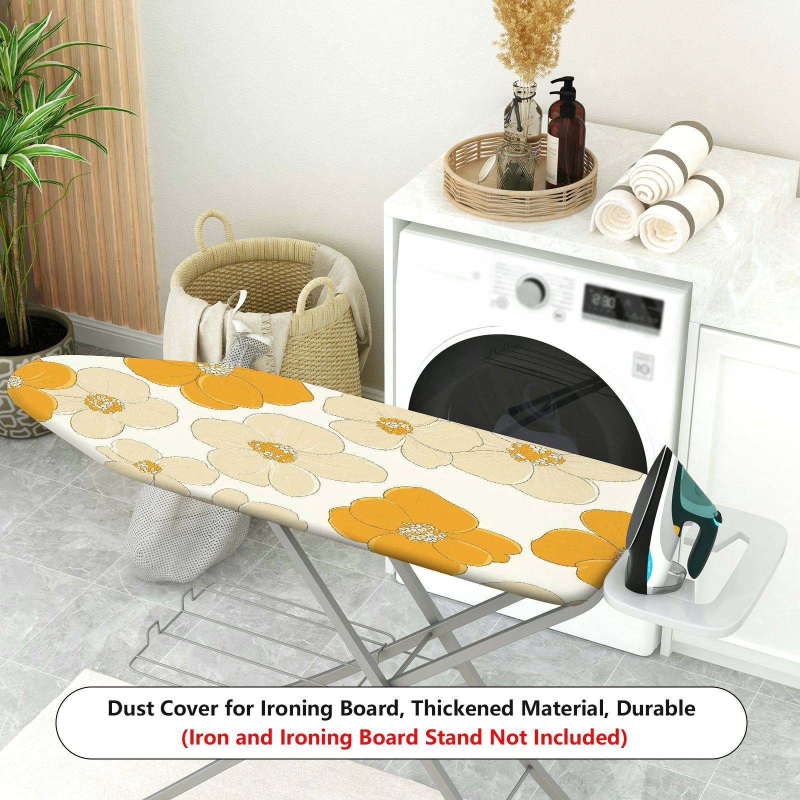 1-Piece Floral Yellow Beige Pattern  Ironing Board Cover, Universal Size, Without Board