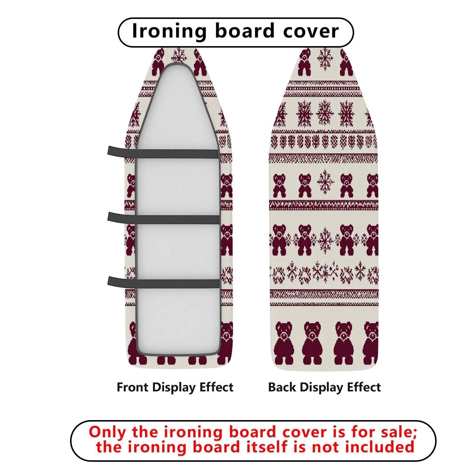 1-Piece Bear Snowflake Christmas  Ironing Board Cover, Universal Size, Without Board