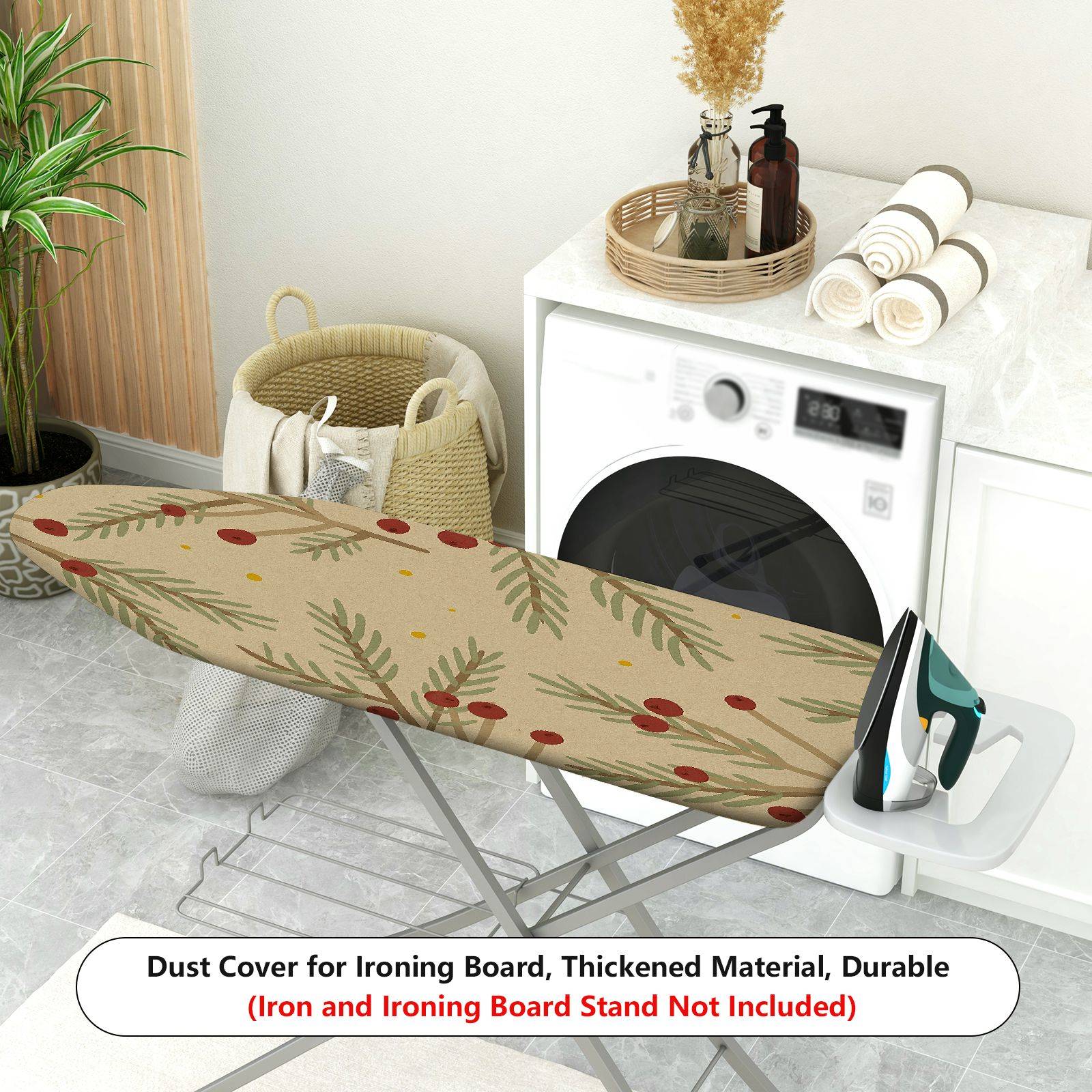 1-Piece Christmas Pine Berry Pattern  Ironing Board Cover, Universal Size, Without Board