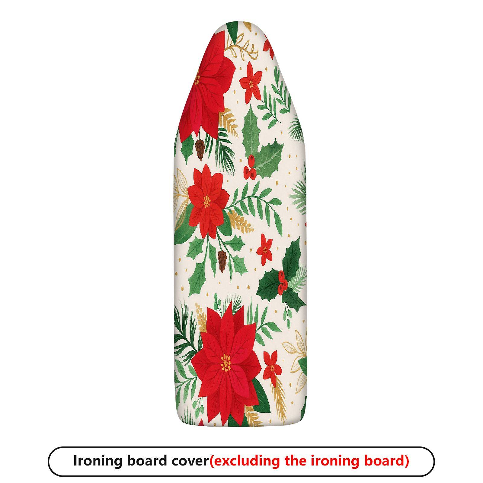 1-Piece Christmas Poinsettia Holiday  Ironing Board Cover, Universal Size, Without Board