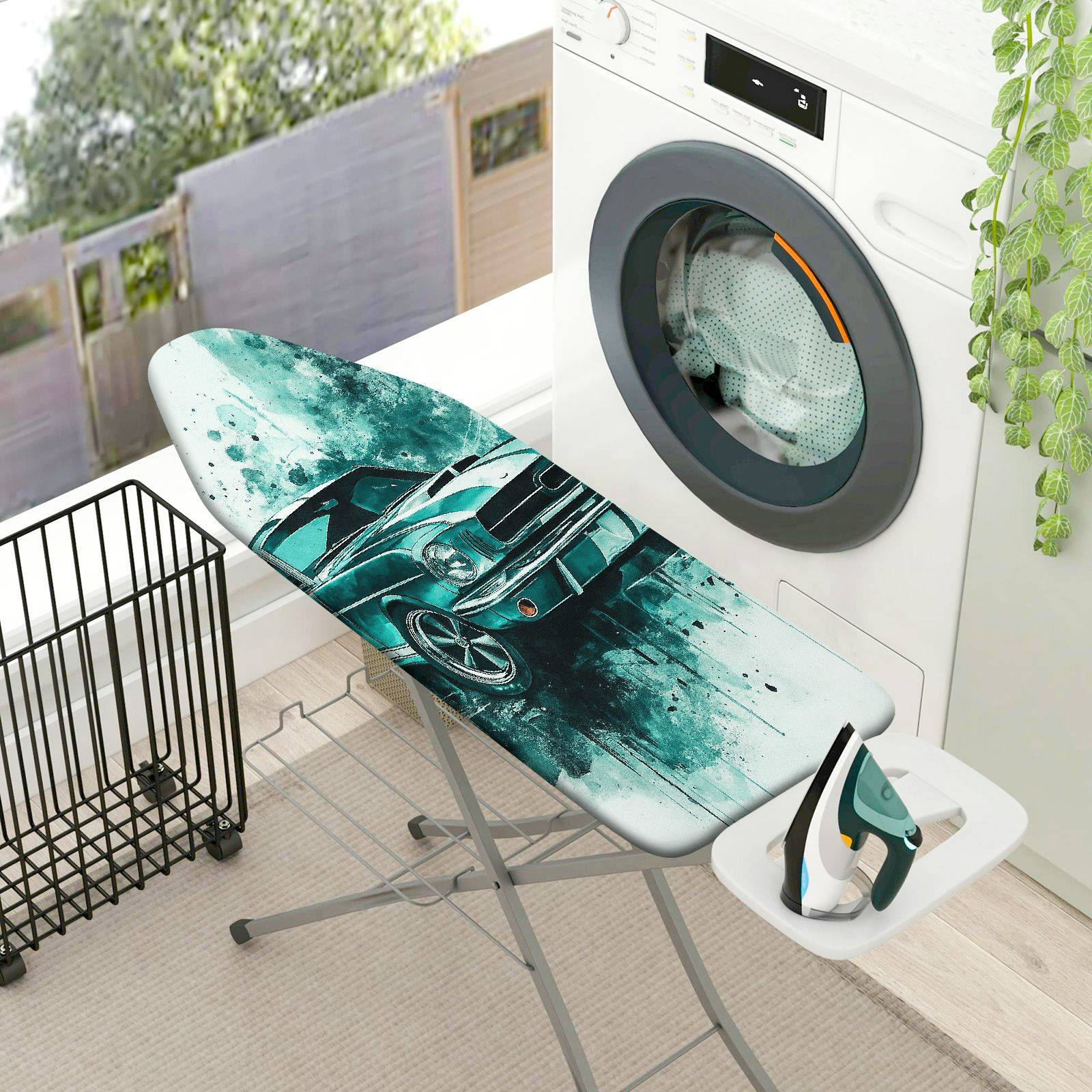 1-Piece Racing Car Abstract Art Modern  Ironing Board Cover, Universal Size, Without Board
