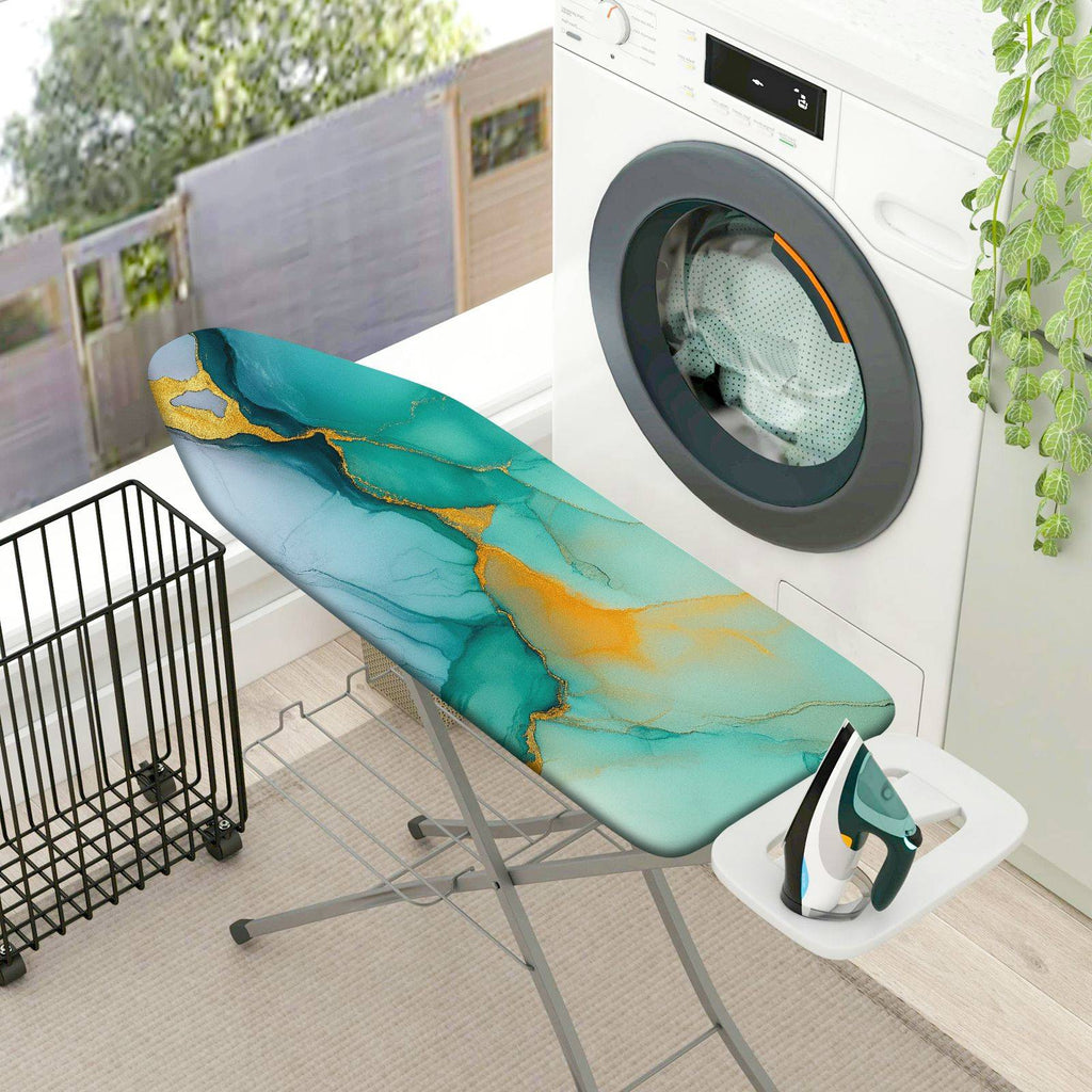 1-Piece Abstract Art Marble Green  Ironing Board Cover, Universal Size, Without Board
