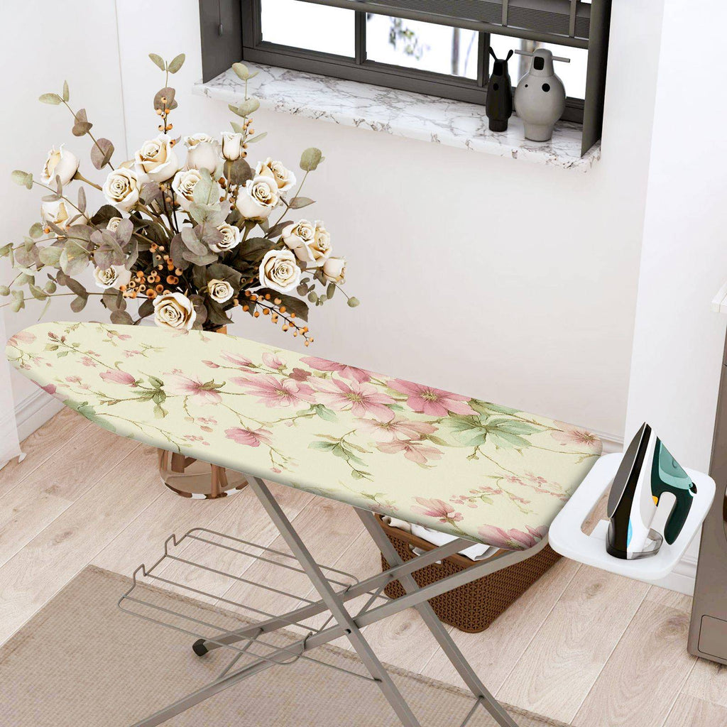 1-Piece Floral Pink Green Elegant  Ironing Board Cover, Universal Size, Without Board