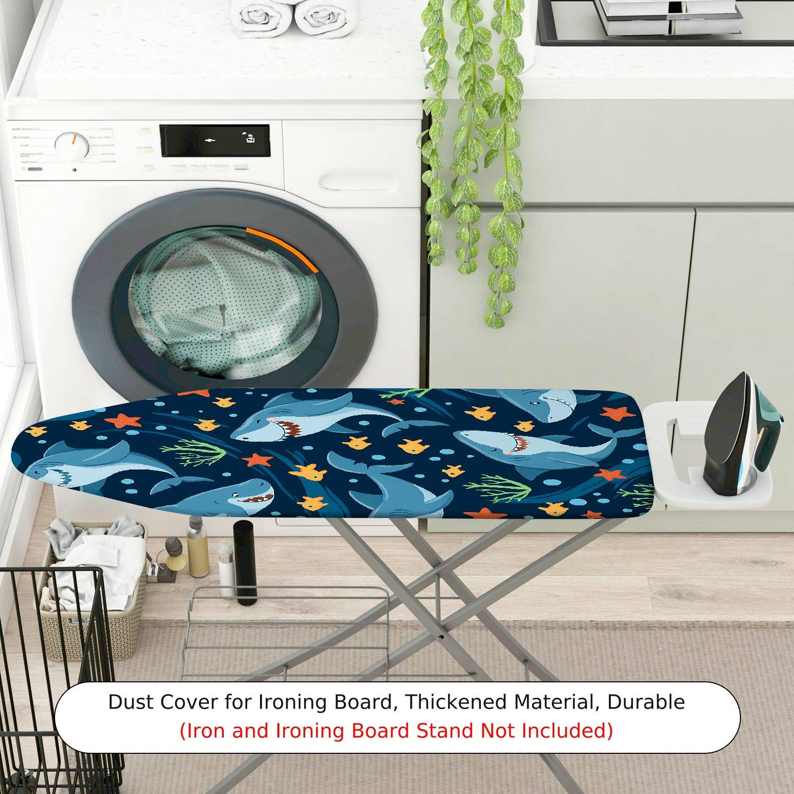 1-Piece Shark Ocean Fish  Ironing Board Cover, Universal Size, Without Board