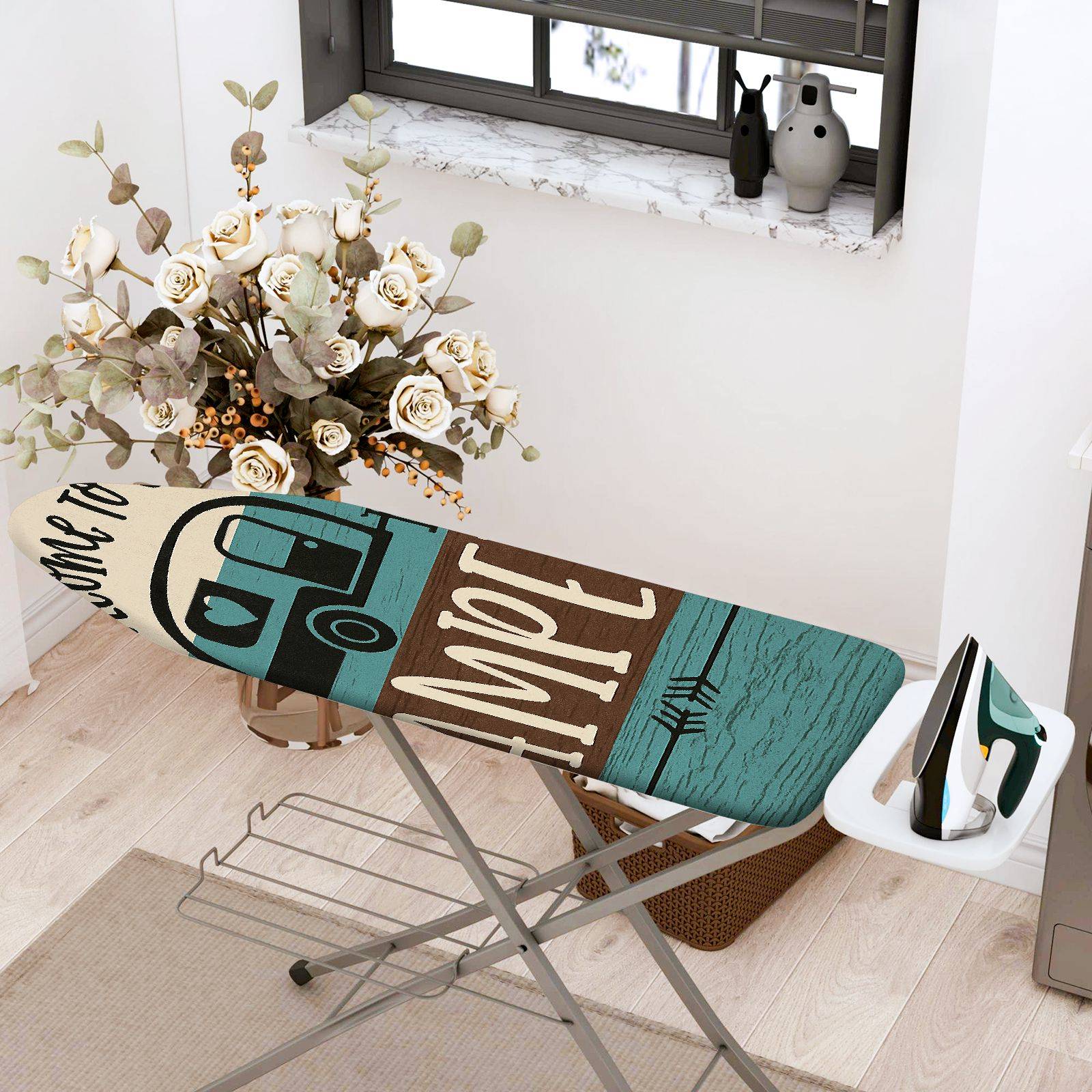 1-Piece Camper Retro Travel Adventure  Ironing Board Cover, Universal Size, Without Board
