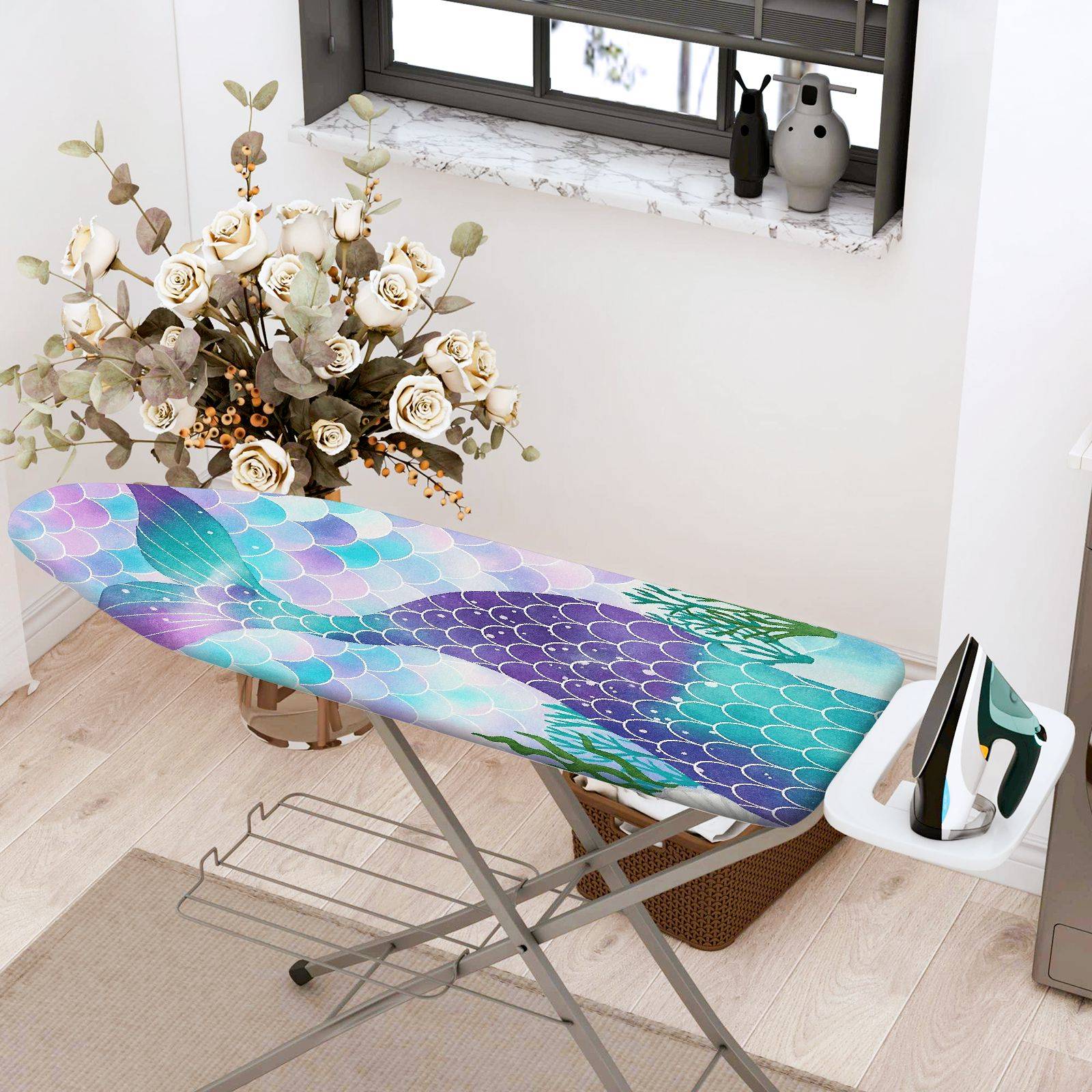 1-Piece Fish Scale Ocean  Ironing Board Cover, Universal Size, Without Board