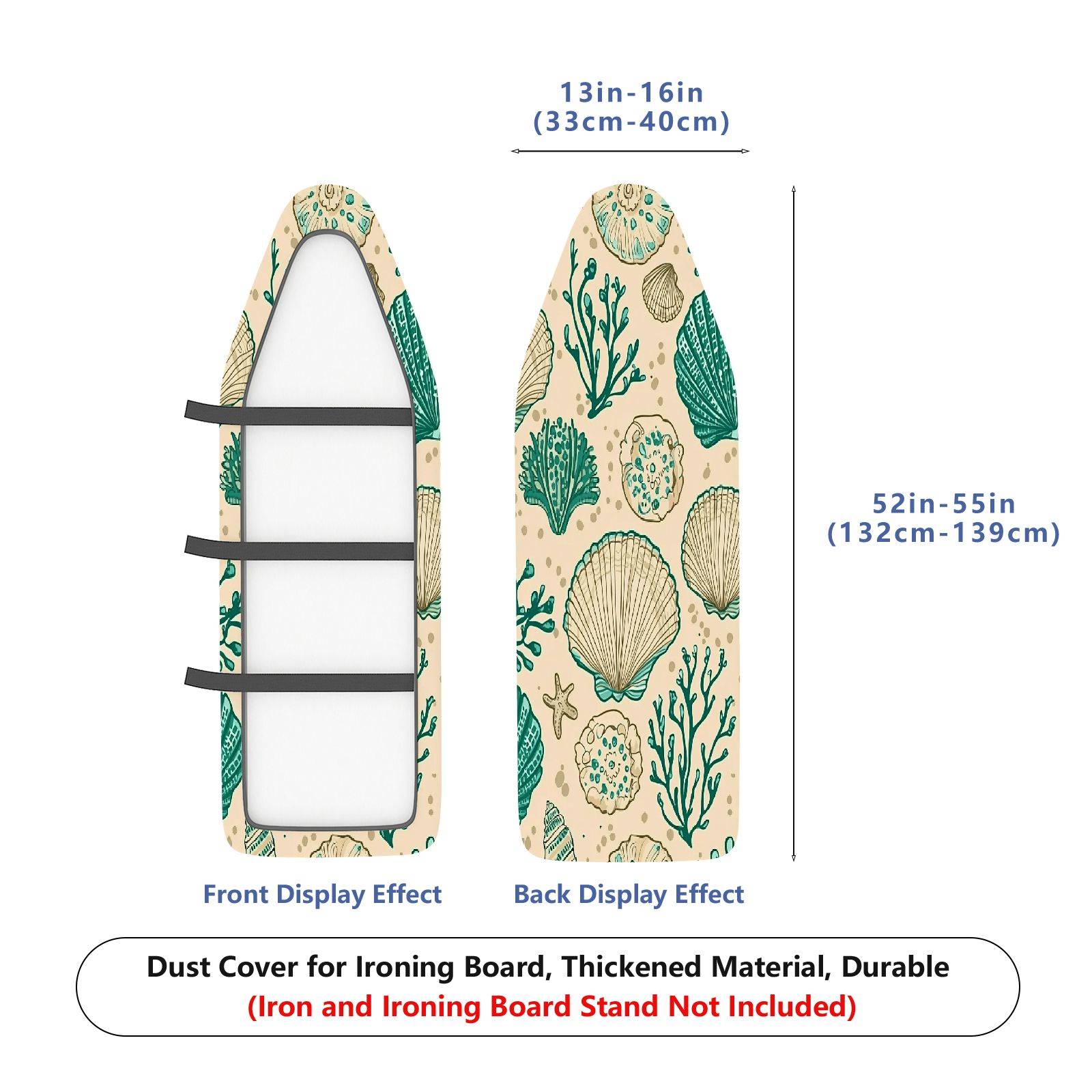 1-Piece Seashell Coral Ocean  Ironing Board Cover, Universal Size, Without Board