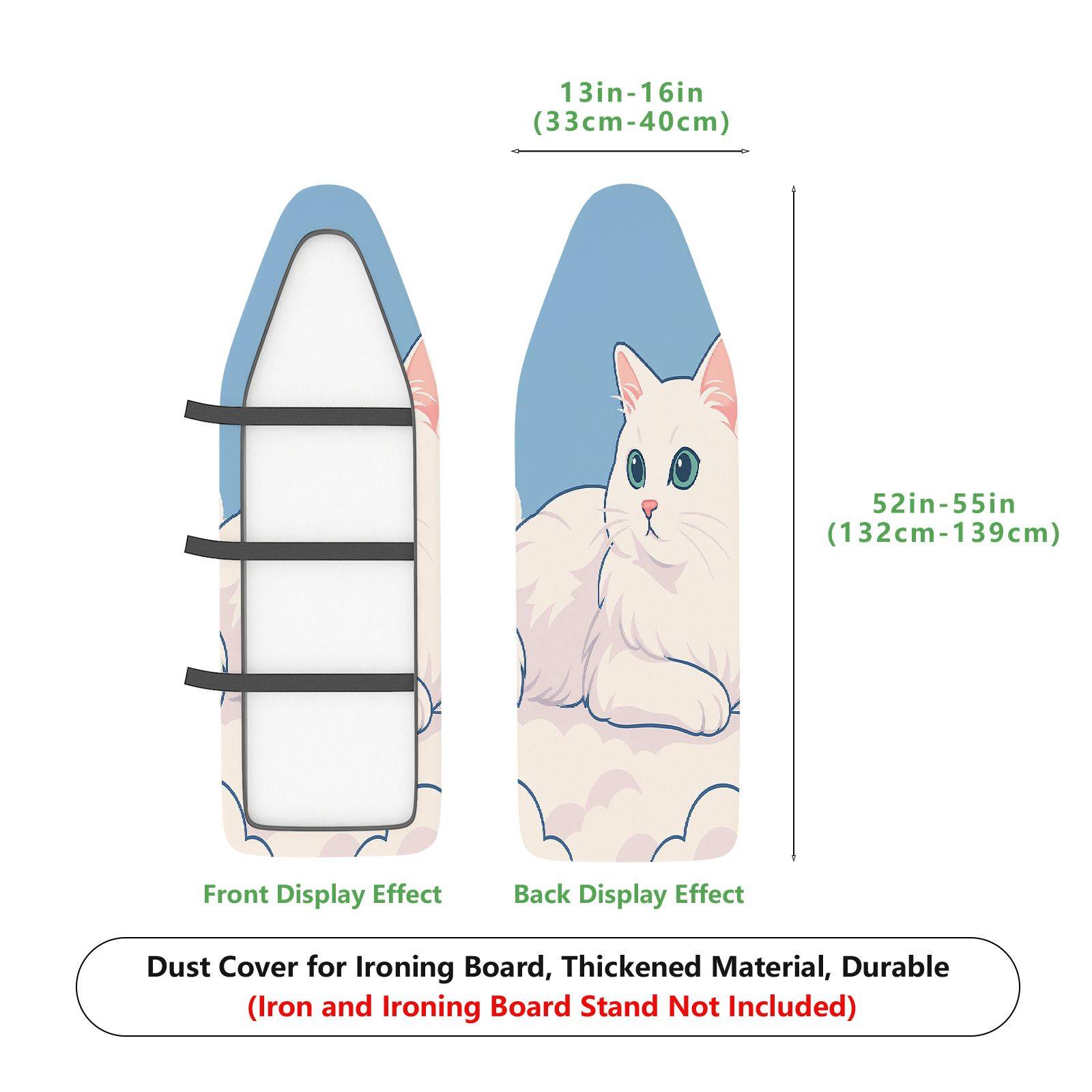 1-Piece Cute Cat Blue Animal  Ironing Board Cover, Universal Size, Without Board