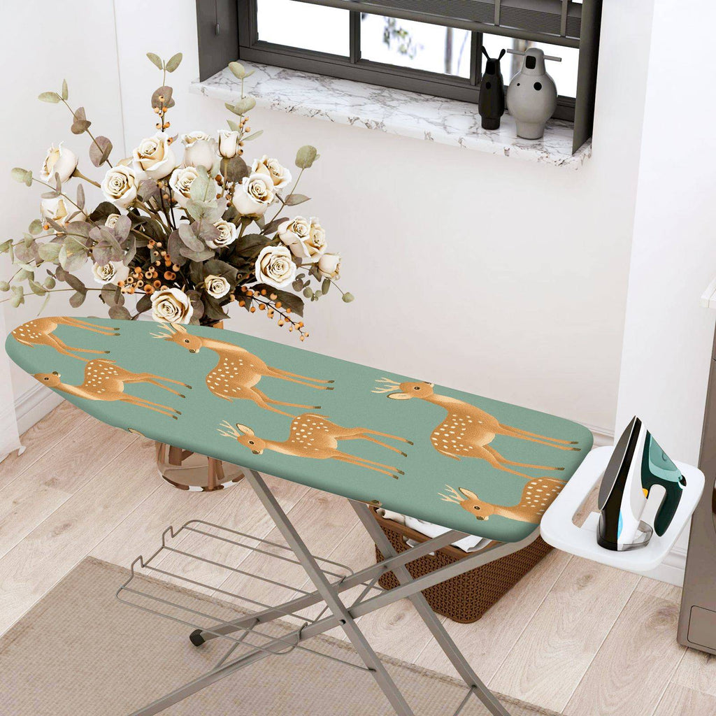1-Piece Deer Pattern Green Animals  Ironing Board Cover, Universal Size, Without Board