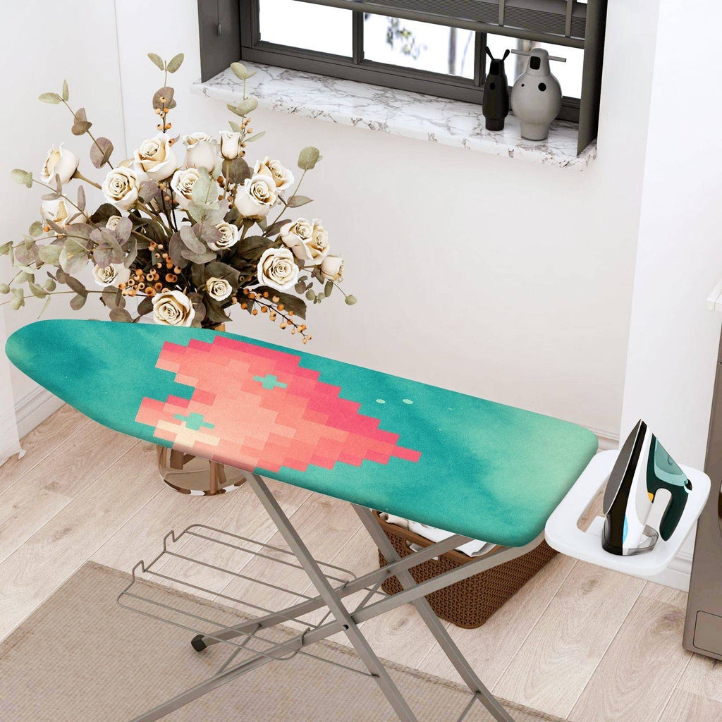 1-Piece Pixel Art Pink Green  Ironing Board Cover, Universal Size, Without Board