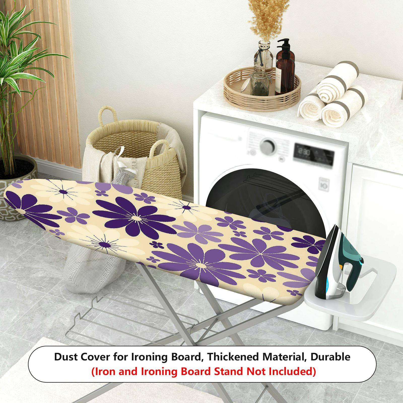 1-Piece Floral Purple Beige Flower  Ironing Board Cover, Universal Size, Without Board