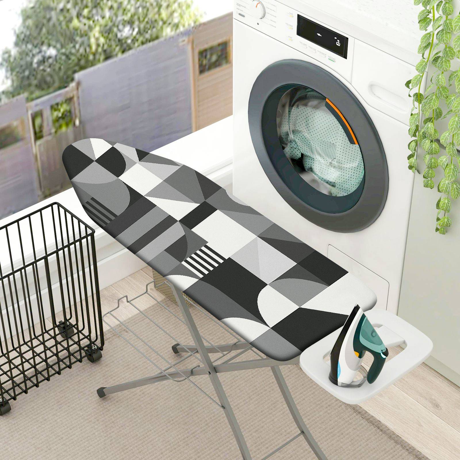 1-Piece Geometric Abstract Monochrome  Ironing Board Cover, Universal Size, Without Board