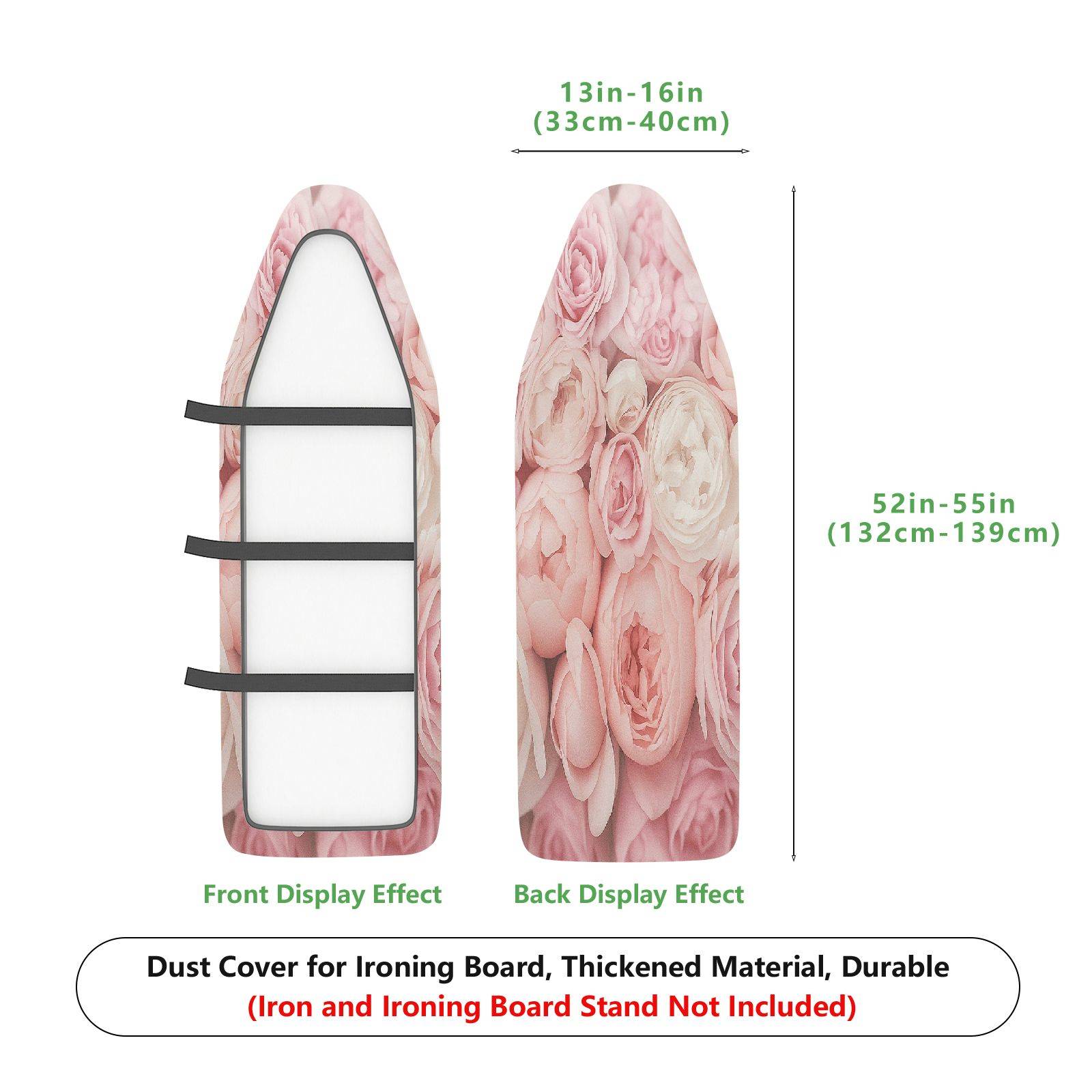 1-Piece Floral Pink White  Ironing Board Cover, Universal Size, Without Board