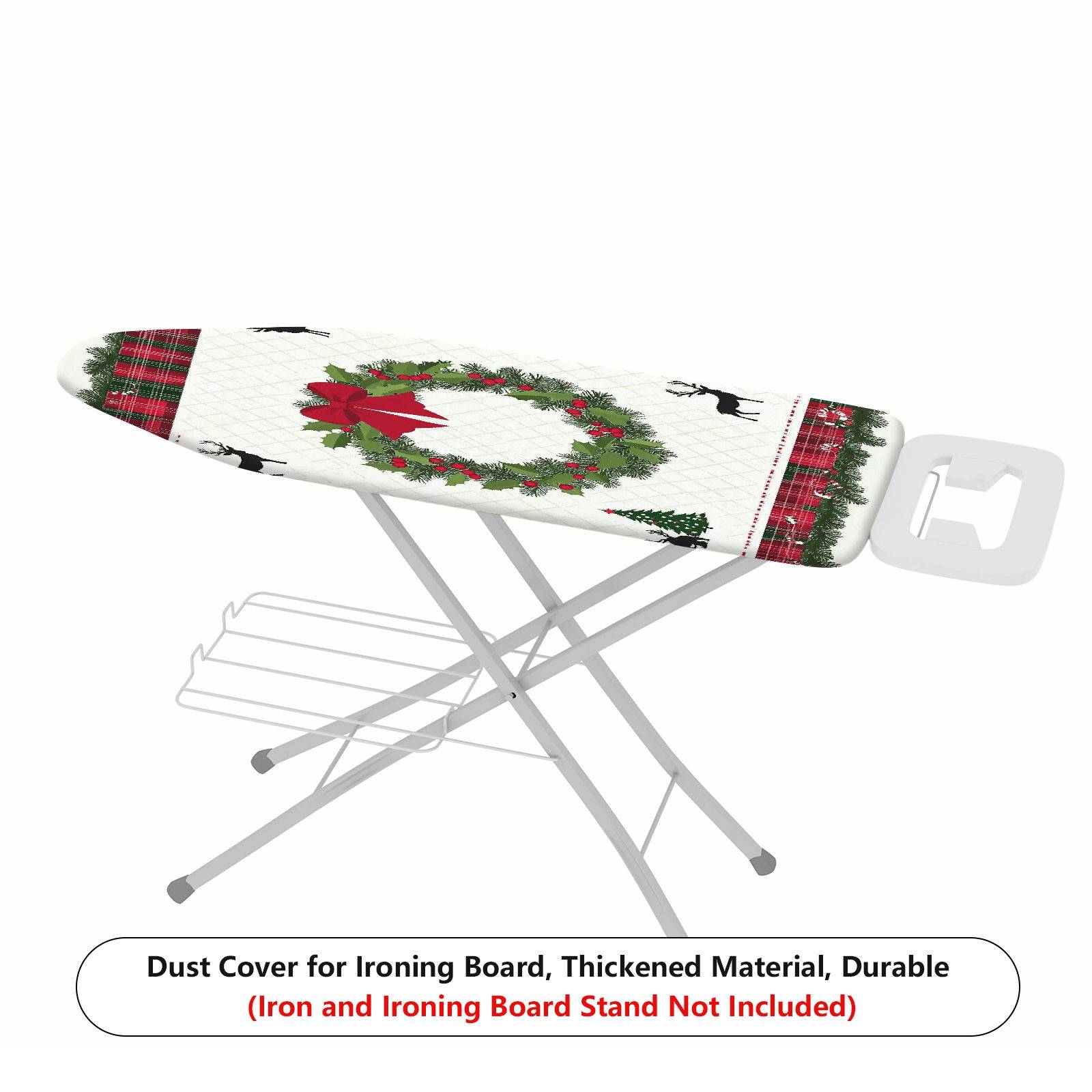 1-Piece Christmas Wreath Plaid Reindeer  Ironing Board Cover, Universal Size, Without Board