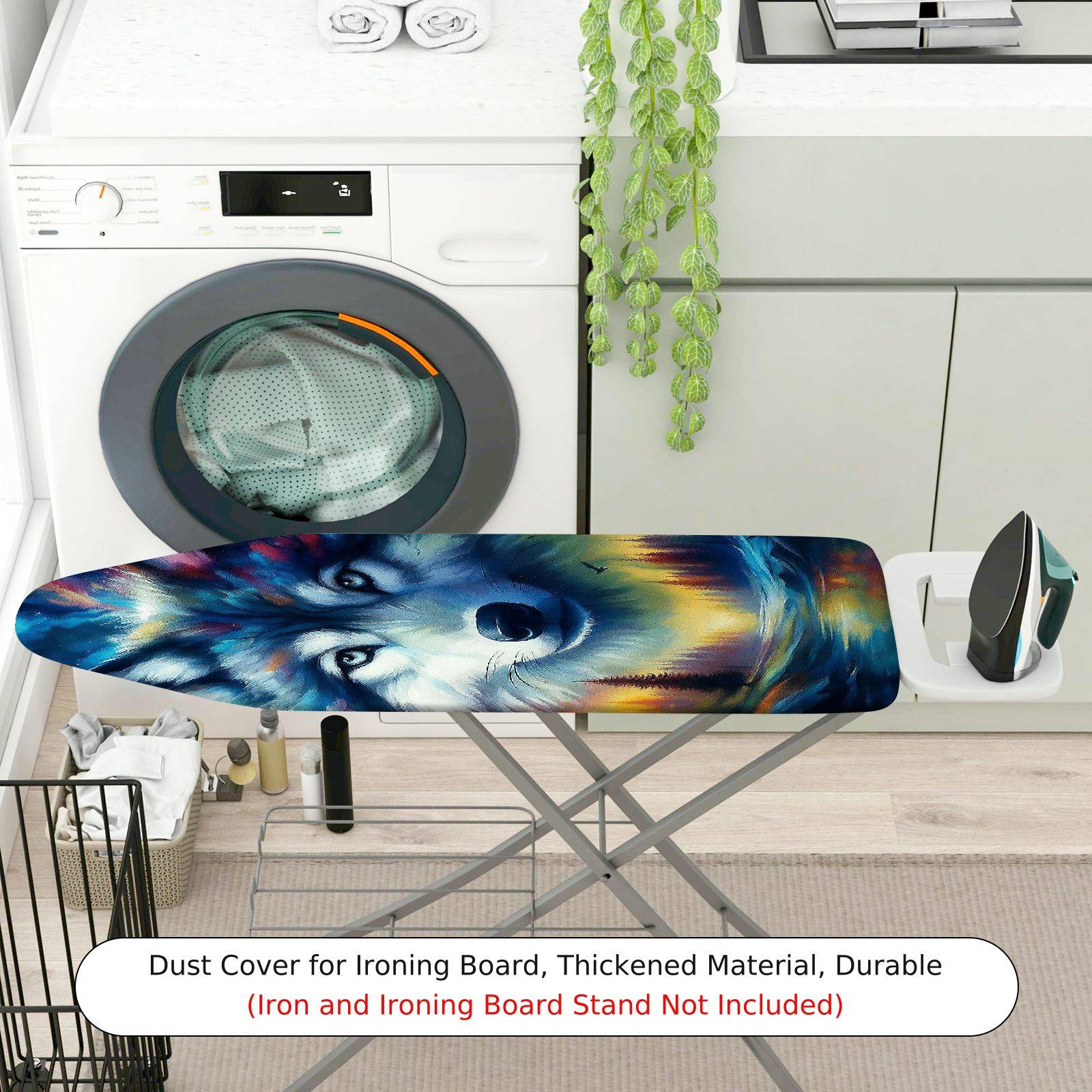 1-Piece Wolf Art Colorful Animal Painting  Ironing Board Cover, Universal Size, Without Board