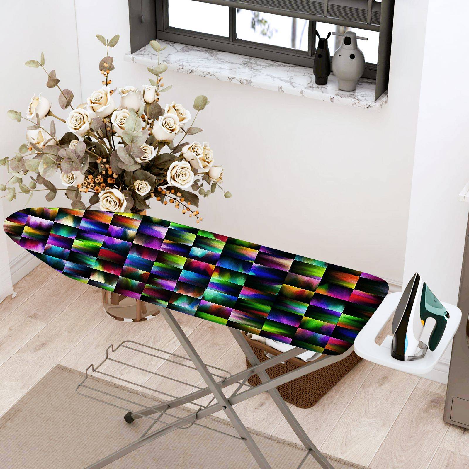 1-Piece Colorful Pattern Abstract Mosaic  Ironing Board Cover, Universal Size, Without Board