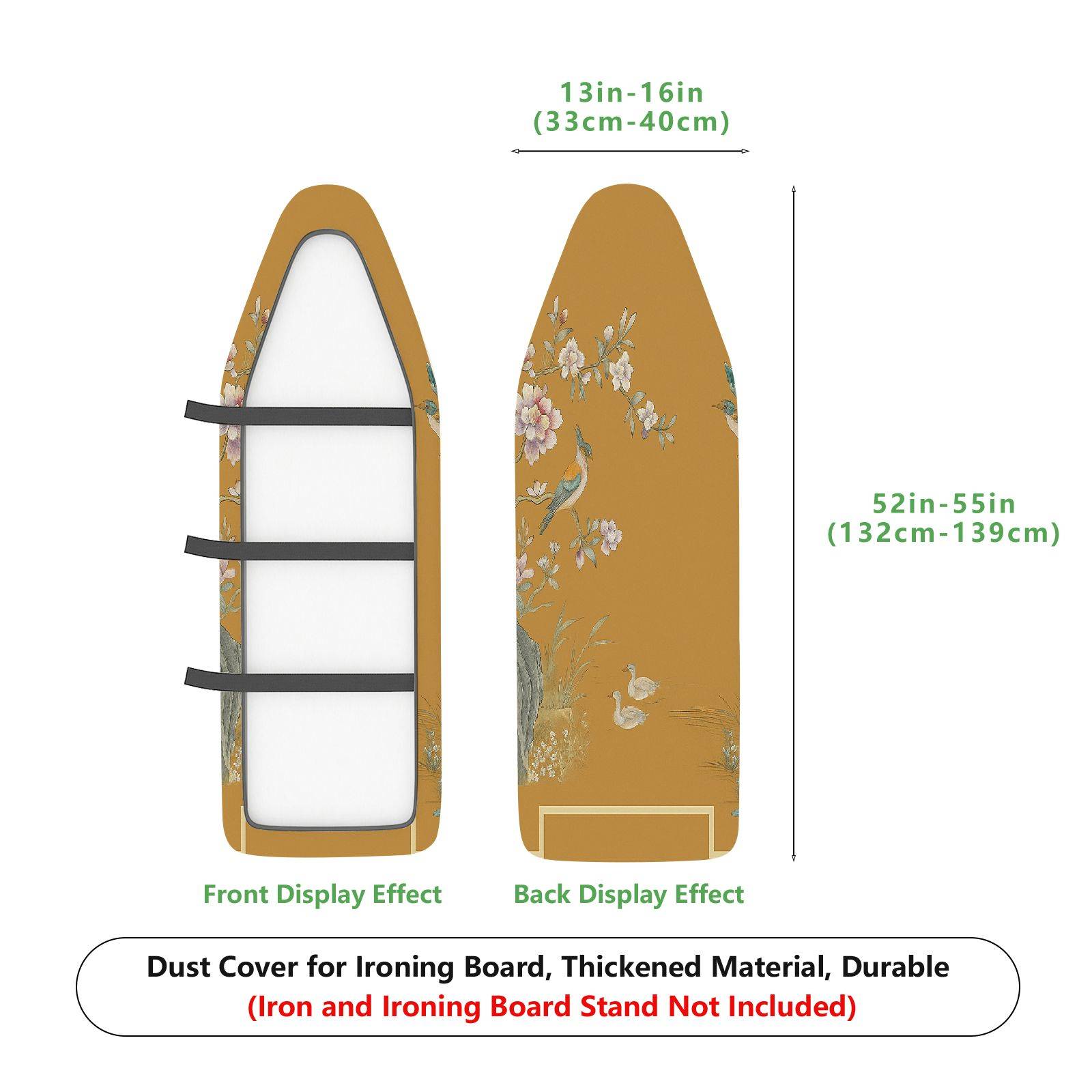 1-Piece Floral Bird Retro  Ironing Board Cover, Universal Size, Without Board