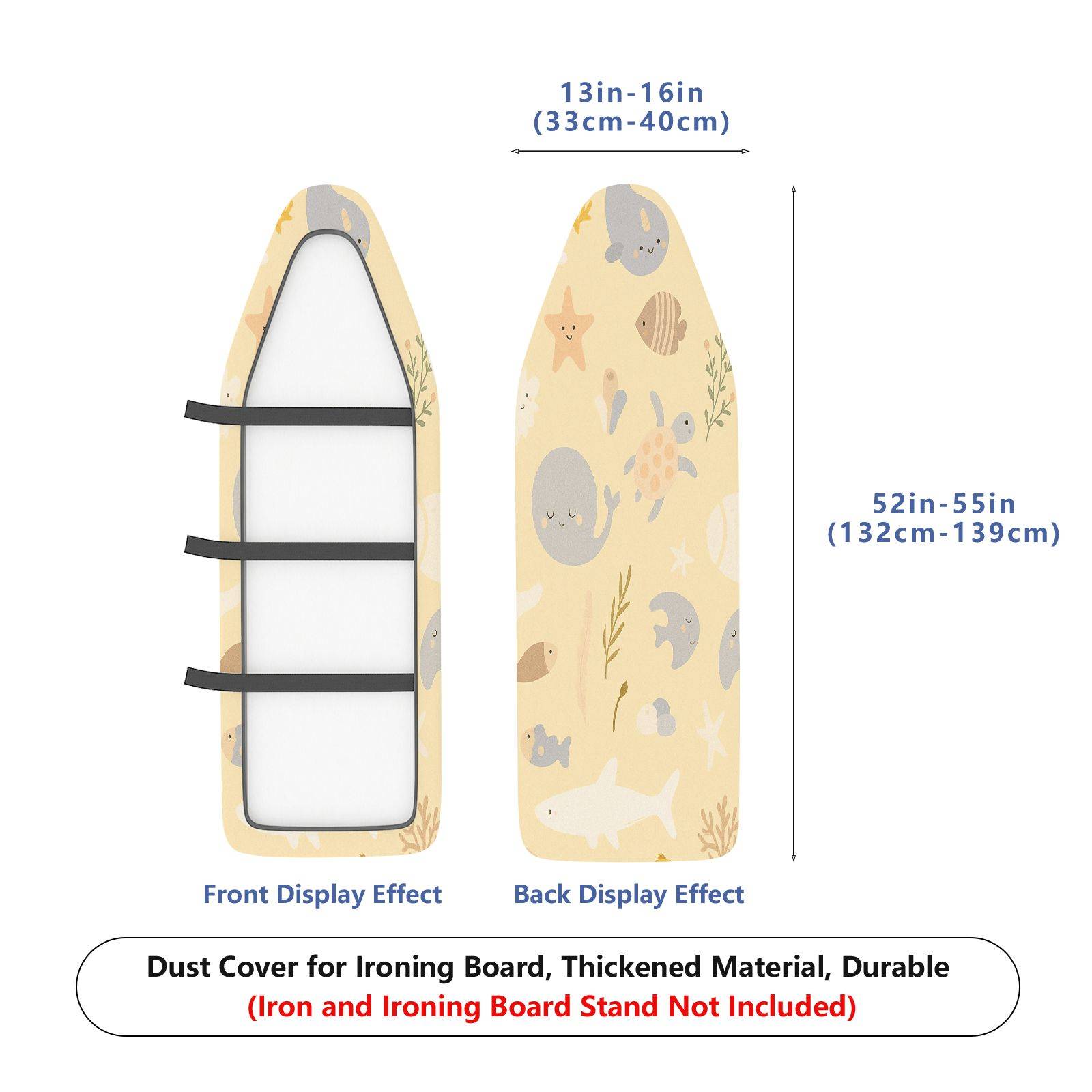 1-Piece Ocean Animals Underwater Sea  Ironing Board Cover, Universal Size, Without Board