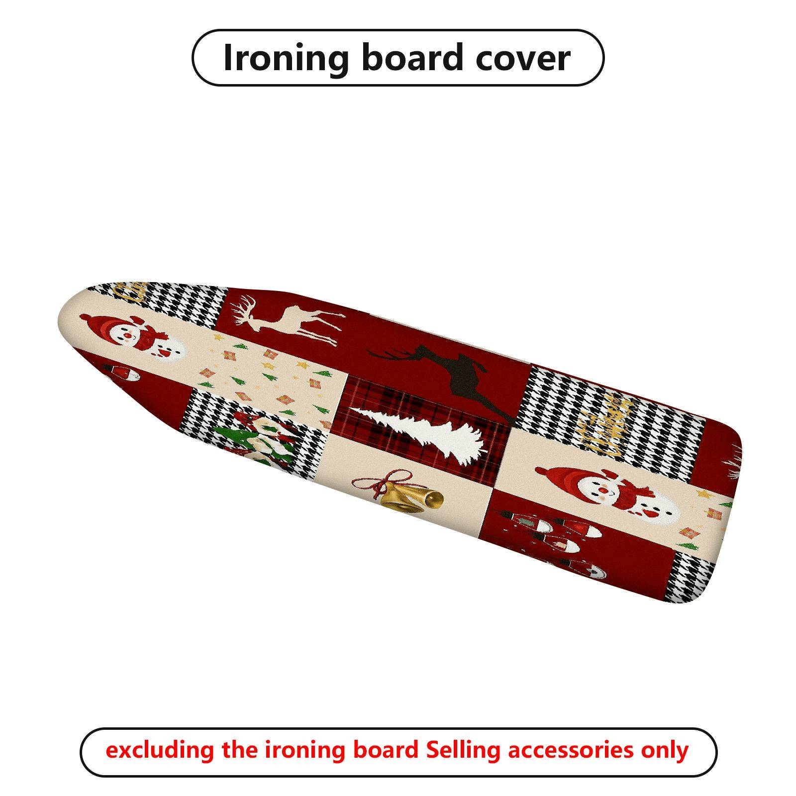 1-Piece Christmas Snowman Reindeer Plaid  Ironing Board Cover, Universal Size, Without Board