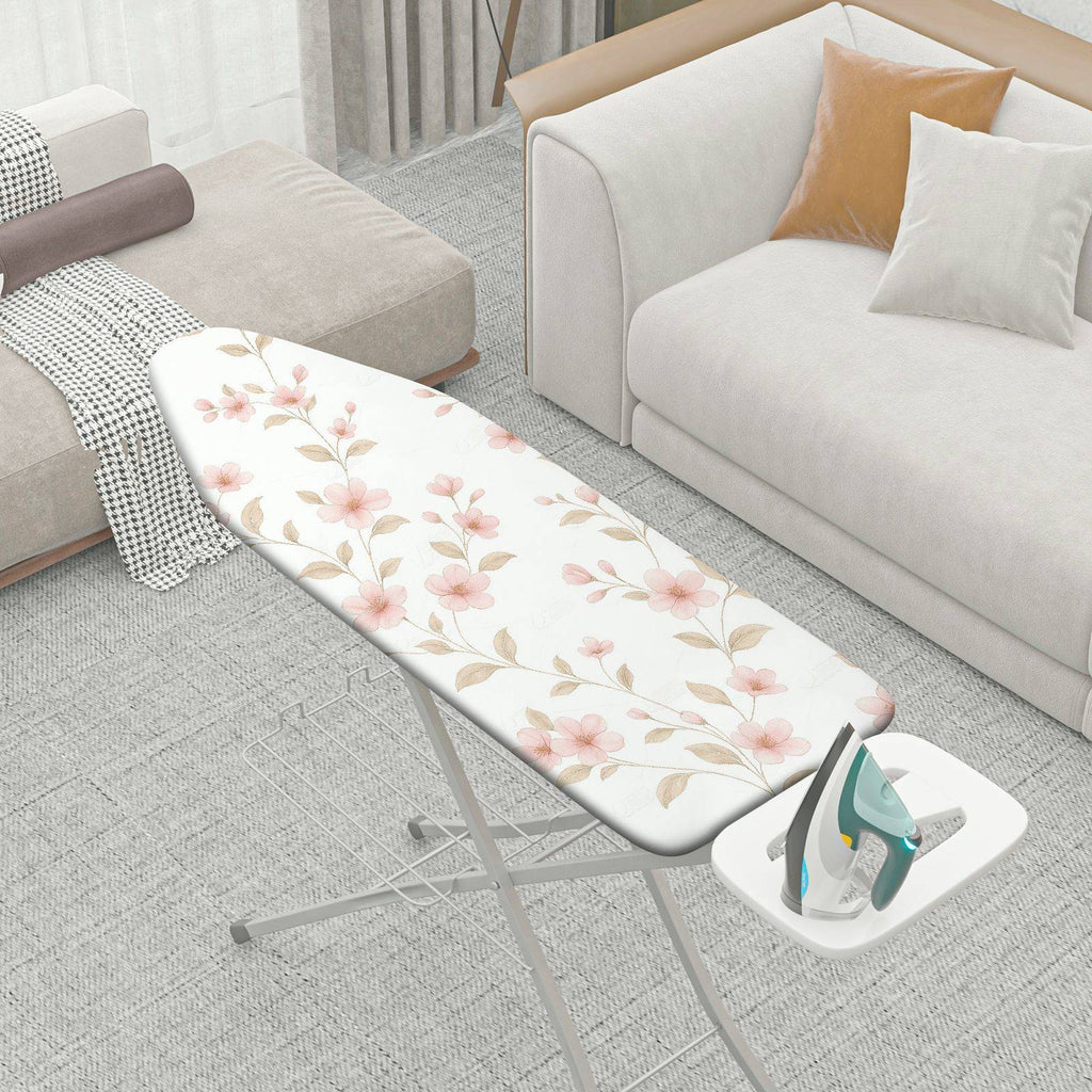 1-Piece Floral Blossom Beige  Ironing Board Cover, Universal Size, Without Board