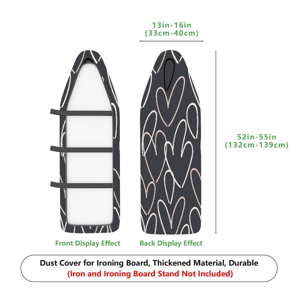 1-Piece Abstract Heart Black  Ironing Board Cover, Universal Size, Without Board