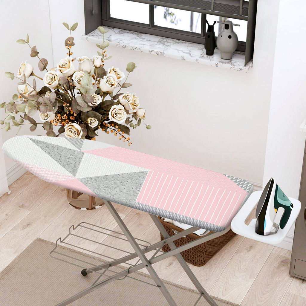 1-Piece Geometric Pink Grey  Ironing Board Cover, Universal Size, Without Board