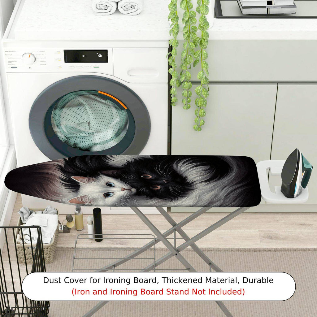 1-Piece Black White Cat Artistic Animal Print  Ironing Board Cover, Universal Size, Without Board
